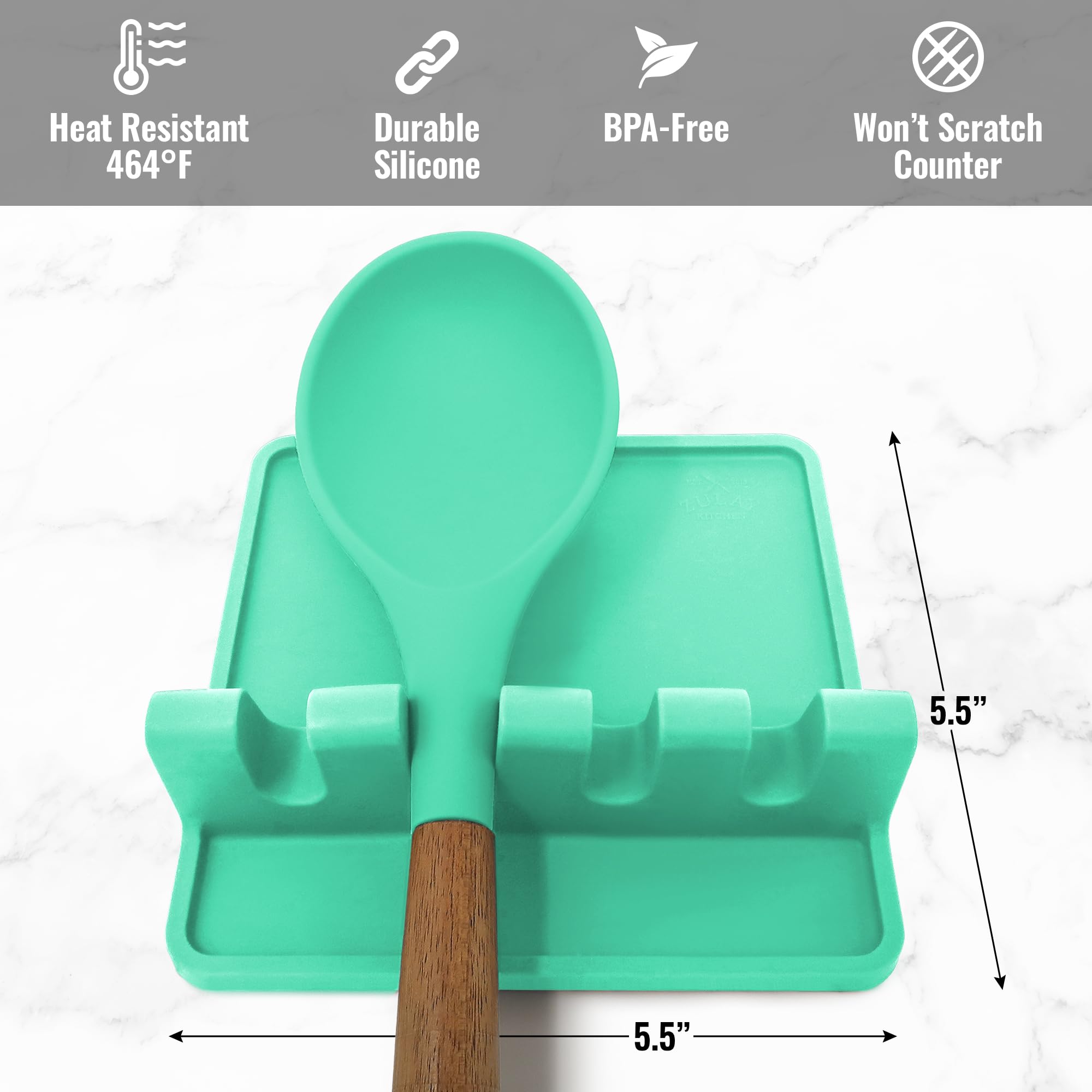 Zulay Kitchen Spoon Rest for Multiple Utensils High Heat-Resistant Silicone Drip Pad, BPA-Free Spoon Holder for Stove Top, Kitchen Gadget Holder for Ladles, Tongs, Cooking Spatula - Makes Great Gift