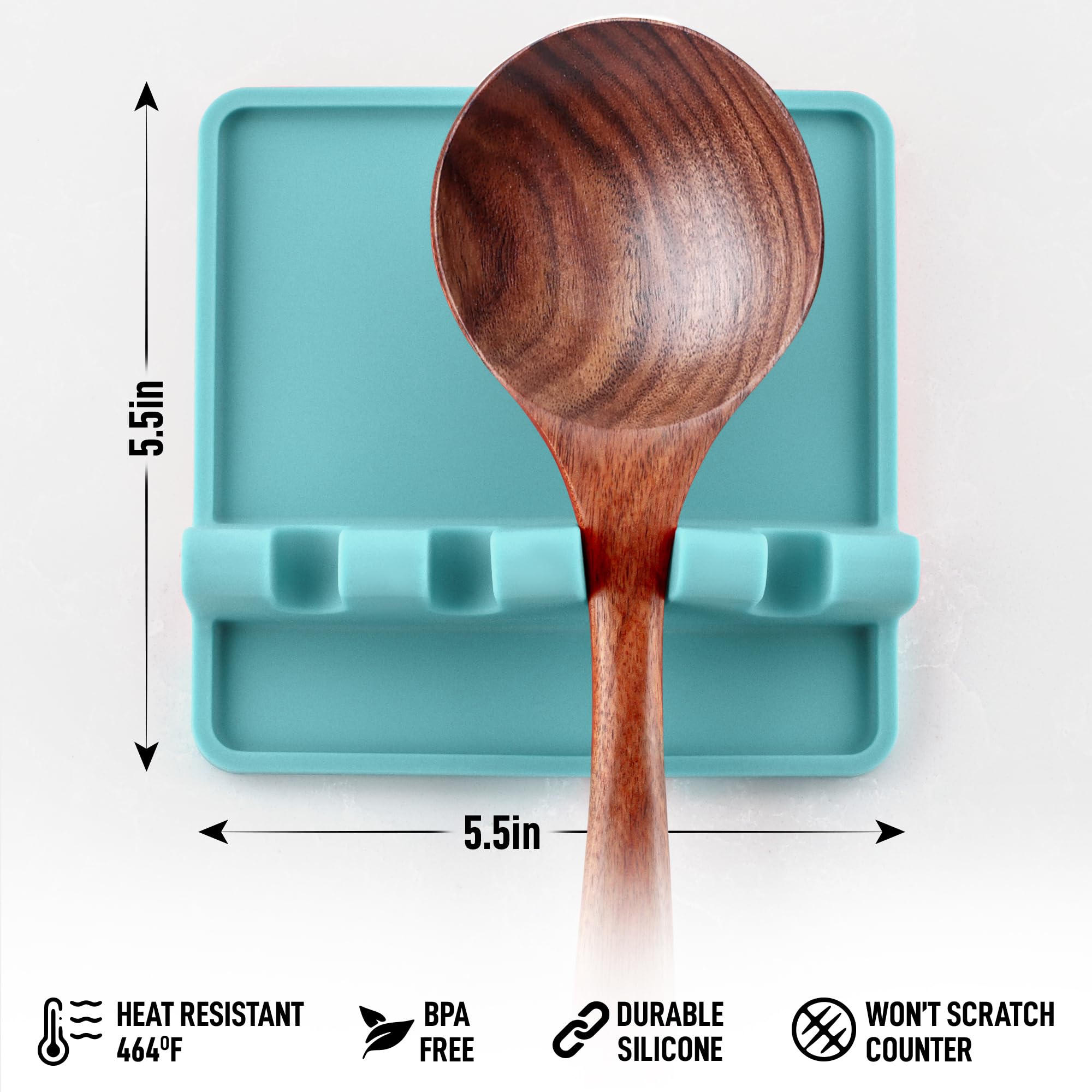 Zulay Kitchen Spoon Rest for Multiple Utensils High Heat-Resistant Silicone Drip Pad, BPA-Free Spoon Holder for Stove Top, Kitchen Gadget Holder for Ladles, Tongs, Cooking Spatula - Makes Great Gift