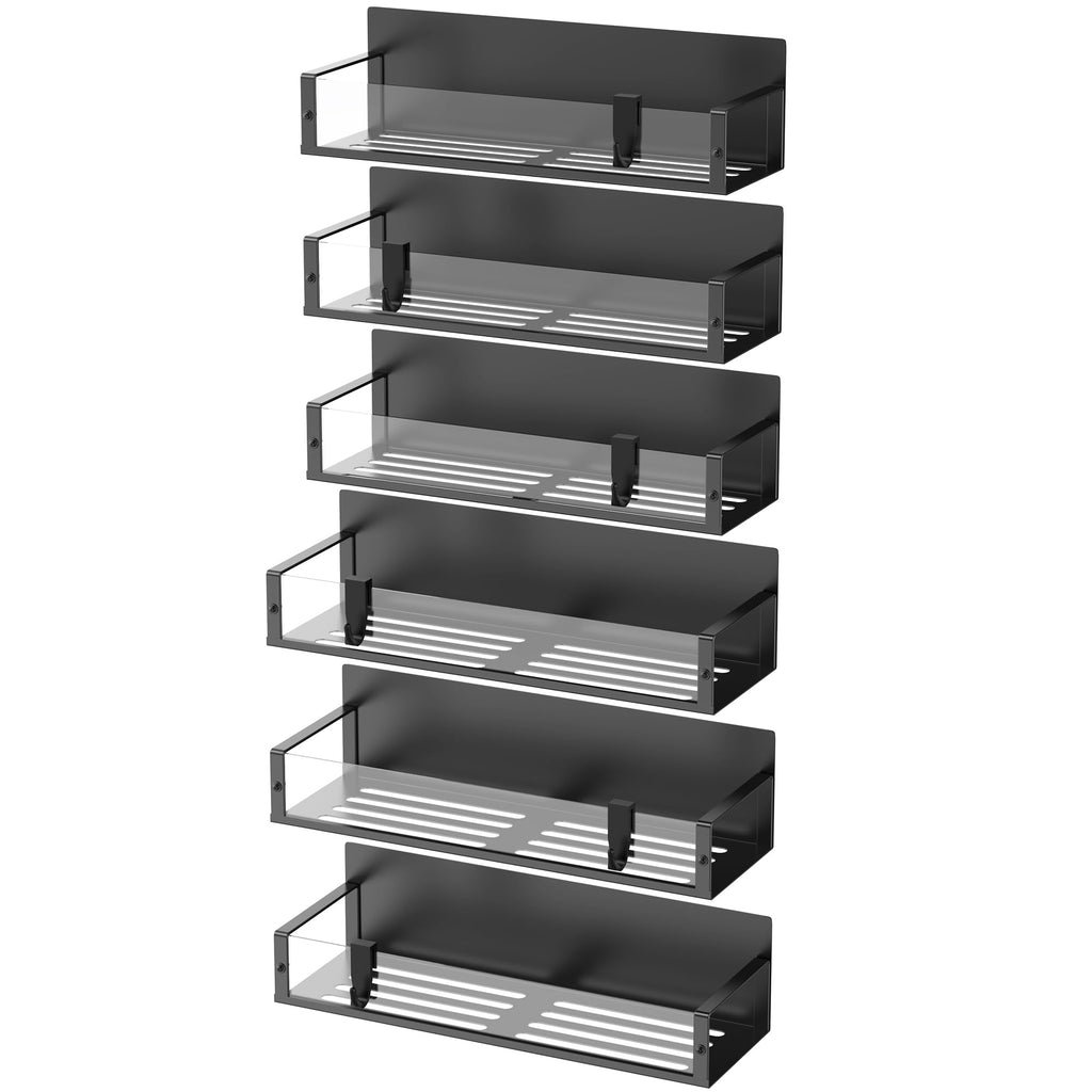 HuggieGems Metal 4 Pack Magnetic Spice Storage Rack Organizer for Refrigerator and Oven, Black Fridge Organizers and Storage