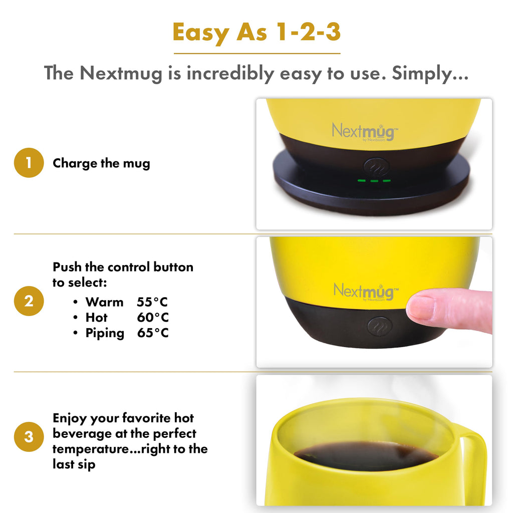 Nextmug - Temperature-Controlled, Self-Heating Coffee Mug (Slate Blue - 14 oz.)
