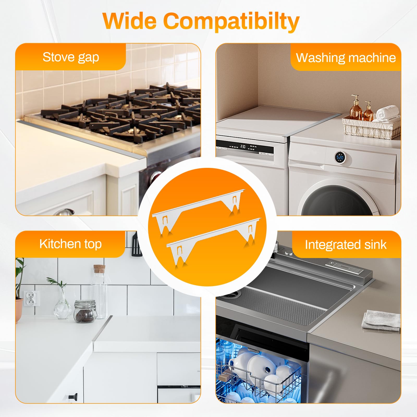 Stainless Steel Stove Gap Covers,Stove Gap Filler, Range Trim Kit, Stove Gap Guards, Heat Resistant and Easy to Clean, Easy retractable Length 13.8" to 27.5", Width 0.79",Black(2PCS)