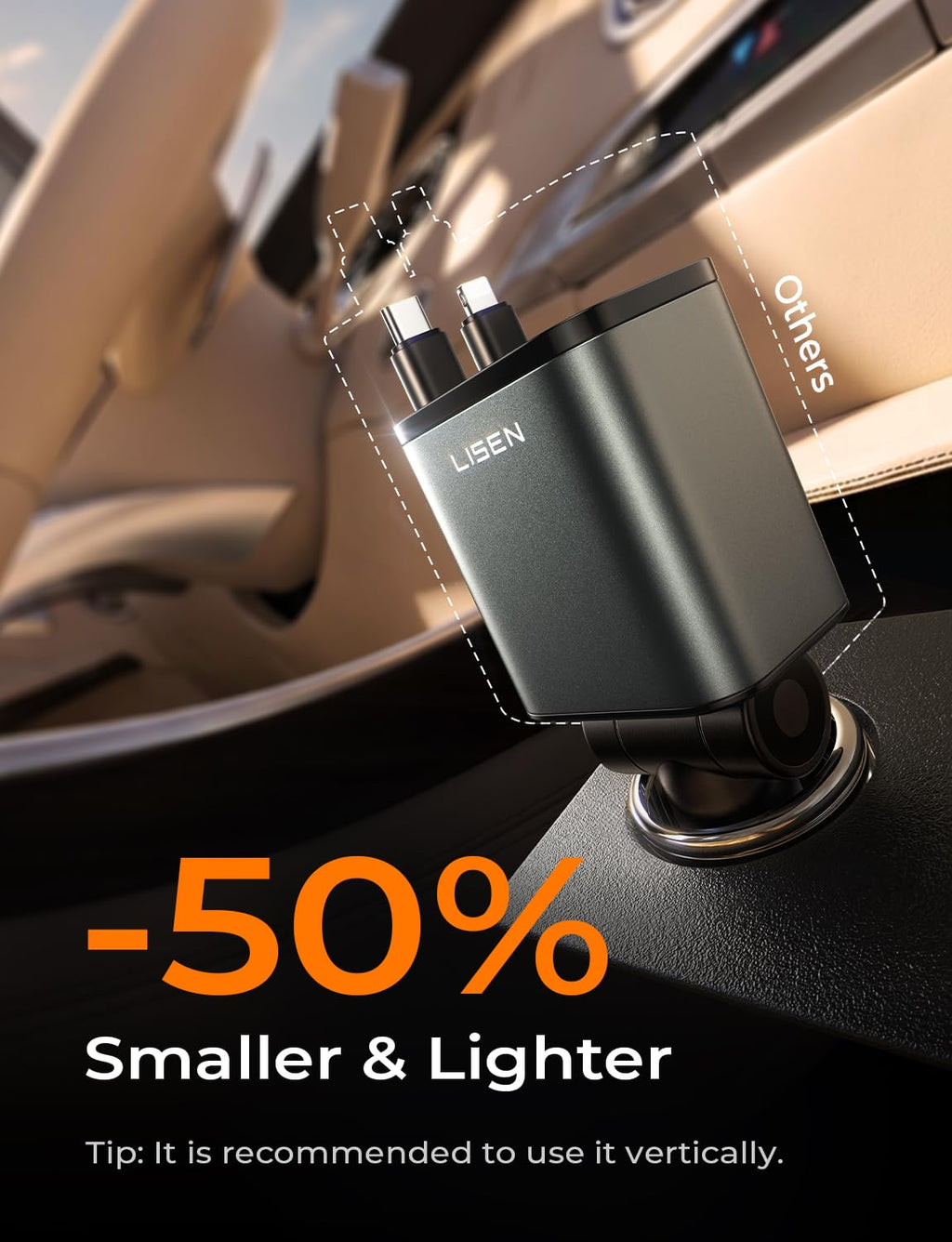 LISEN Retractable Car Charger, Gifts for Mothers Day 2026, 84W Car Charger USB C Fast Charge, Gifts for Mom Dad Him Her, Travel Essentials Car Accessories for Men Women Gifts for iPhone 17 16 15 14 13