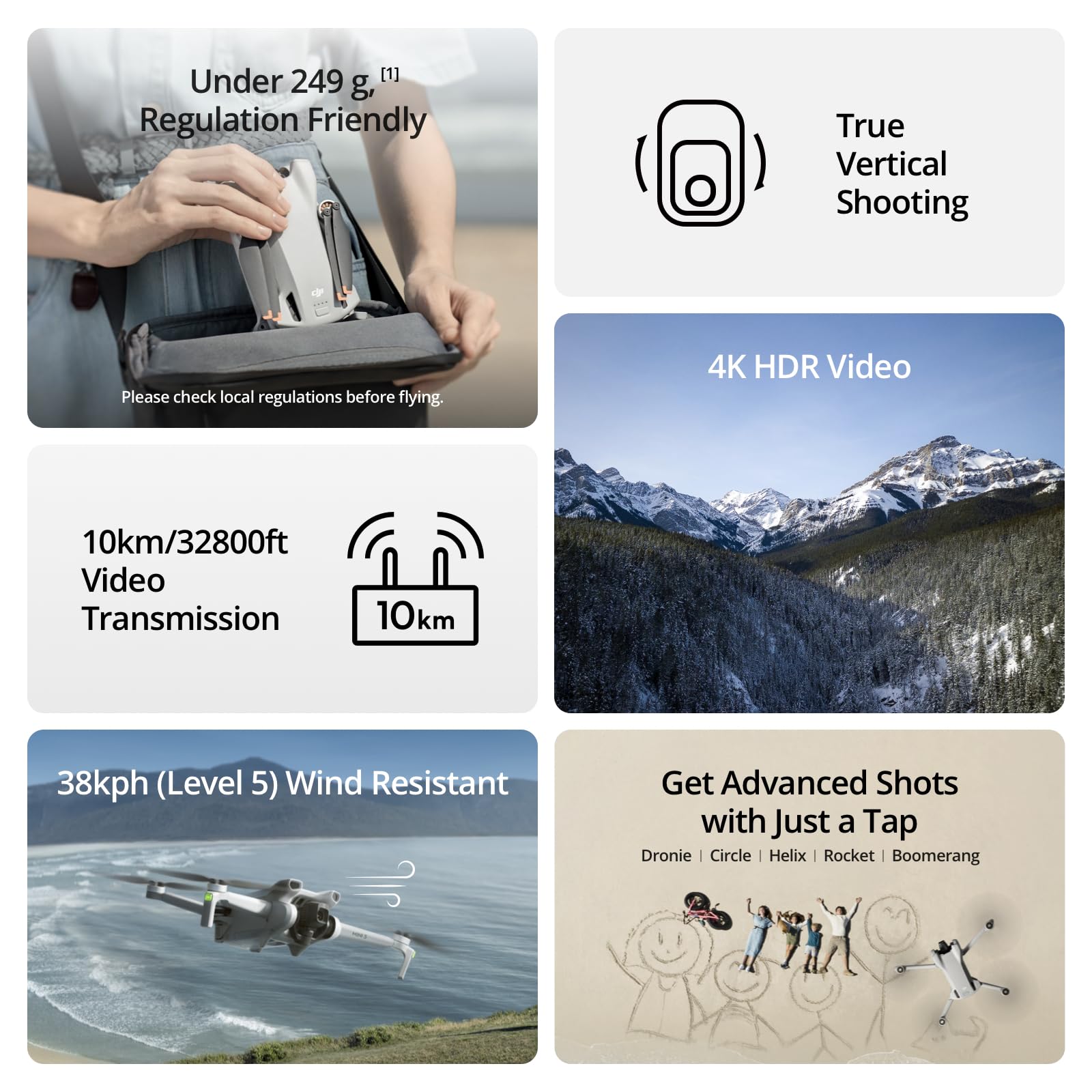 DJI Mini 3 Fly More Combo (DJI RC), Drones with Camera for Adults 4K, 3 Batteries for 114-min Flight Time, Vertical Shooting, 32800ft (10km) Video Transmission, Lightweight Mini Drone for Beginners