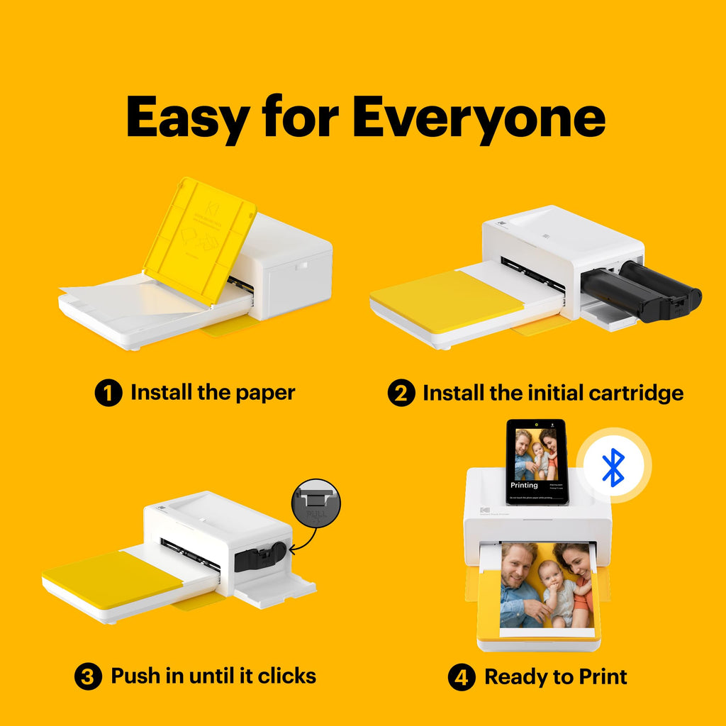 KODAK Dock Plus 4x6'' Photo Printer, 50 Sheets, Docking & Bluetooth Smartphone Printer for iPhone & Android, Instant Color Prints, 4PASS Dye Sublimation