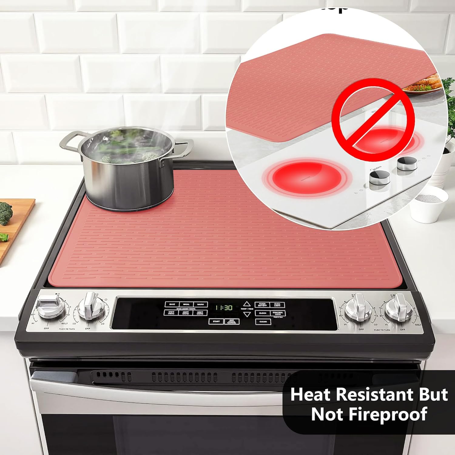 Stove Top Cover for Electric Stove- Range Covers for Electric Stove,Silicone XXL Dish Drying Mat, Glass Cooktop Covers, Flat RV Range top Mats (Black, 28"x20")