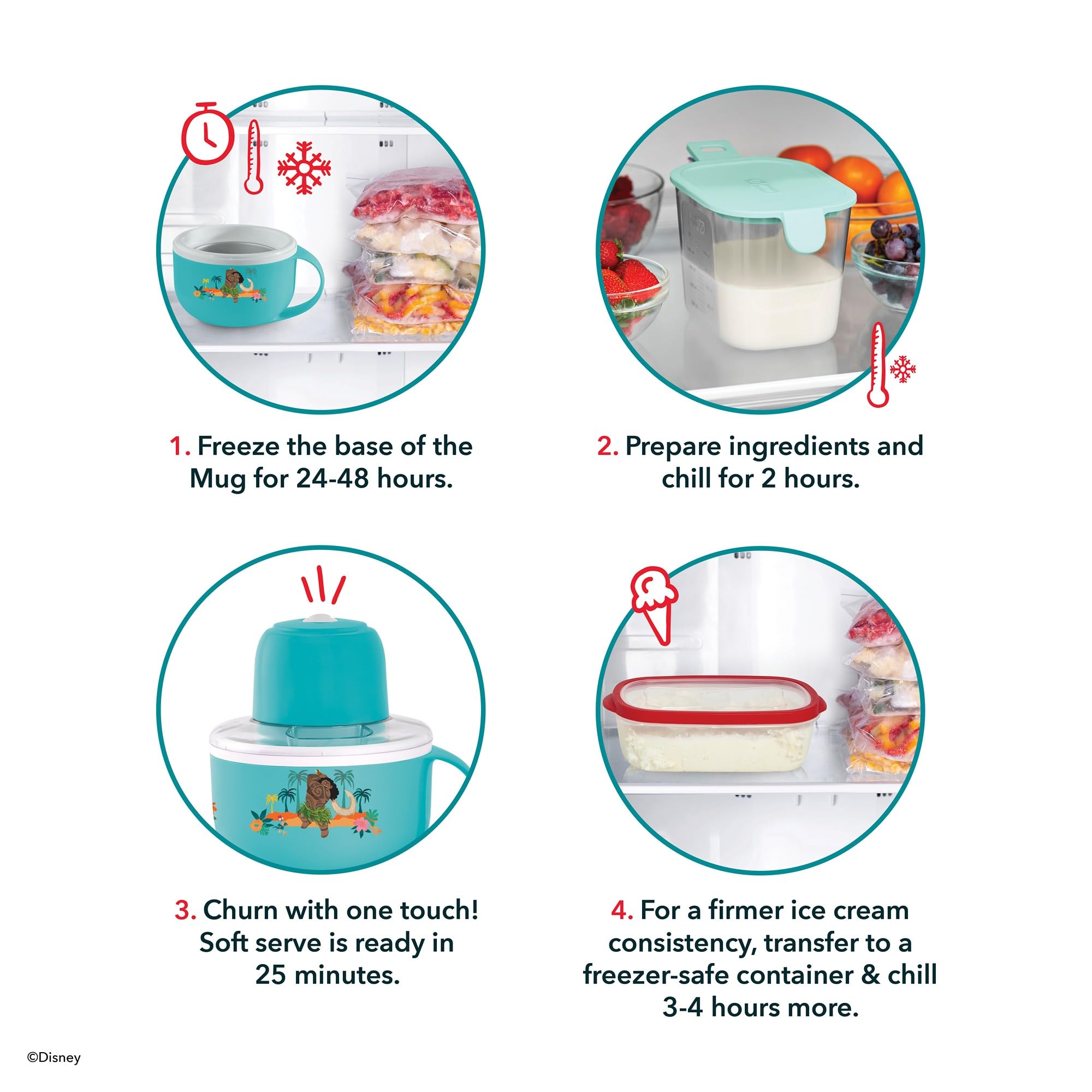 Dash My Mug Ice Cream Maker - Makes Single Serving of Gelato, Frozen Yogurt, Sorbet & More - Easy to Clean & Use - Aqua, 2 Bowls