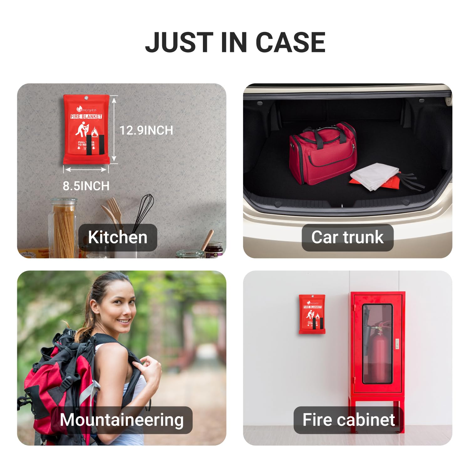 Lancryen Emergency Fire Blanket, Fire Extinguisher Blanket, Fire Suppression Fabric, Flame Retardant Towel Fire Safety Cloth for Home, Kitchen, School, Grill, Car, Office, Warehouse(40” x 40”)