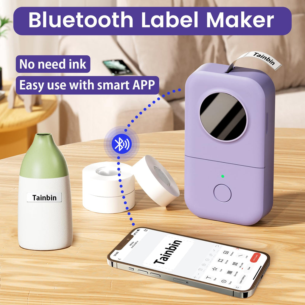 Phomemo Label Maker, D30 Portable Bluetooth Label Maker Machine with Tape, Small Mini Label Printer, Multiple Templates Fonts Icon Labeler for Home, School, Office