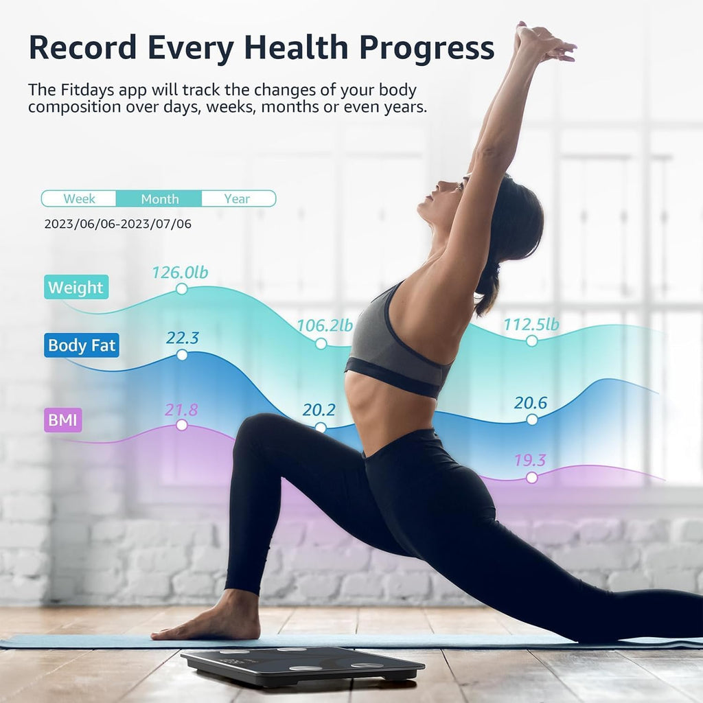 Posture Body Fat Scale, Extra Large Display Digital Bathroom Wireless Weight Scale Composition Analyzer with Heart Rate Heart Index & Body Shape Index with Free APP 400Lb Black