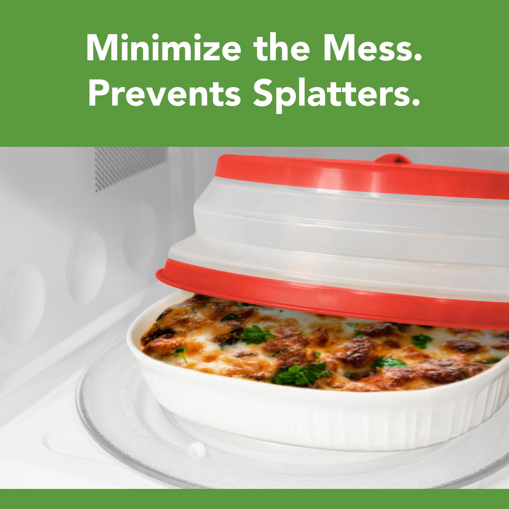 Tovolo Microwave Splatter Cover for Food, Medium (Charcoal) - Collapsible & Vented Silicone Splatter Guard Lid - Microwave Plate & Dish Cover with Handle - BPA-Free Kitchen Gadget for Meal Prep