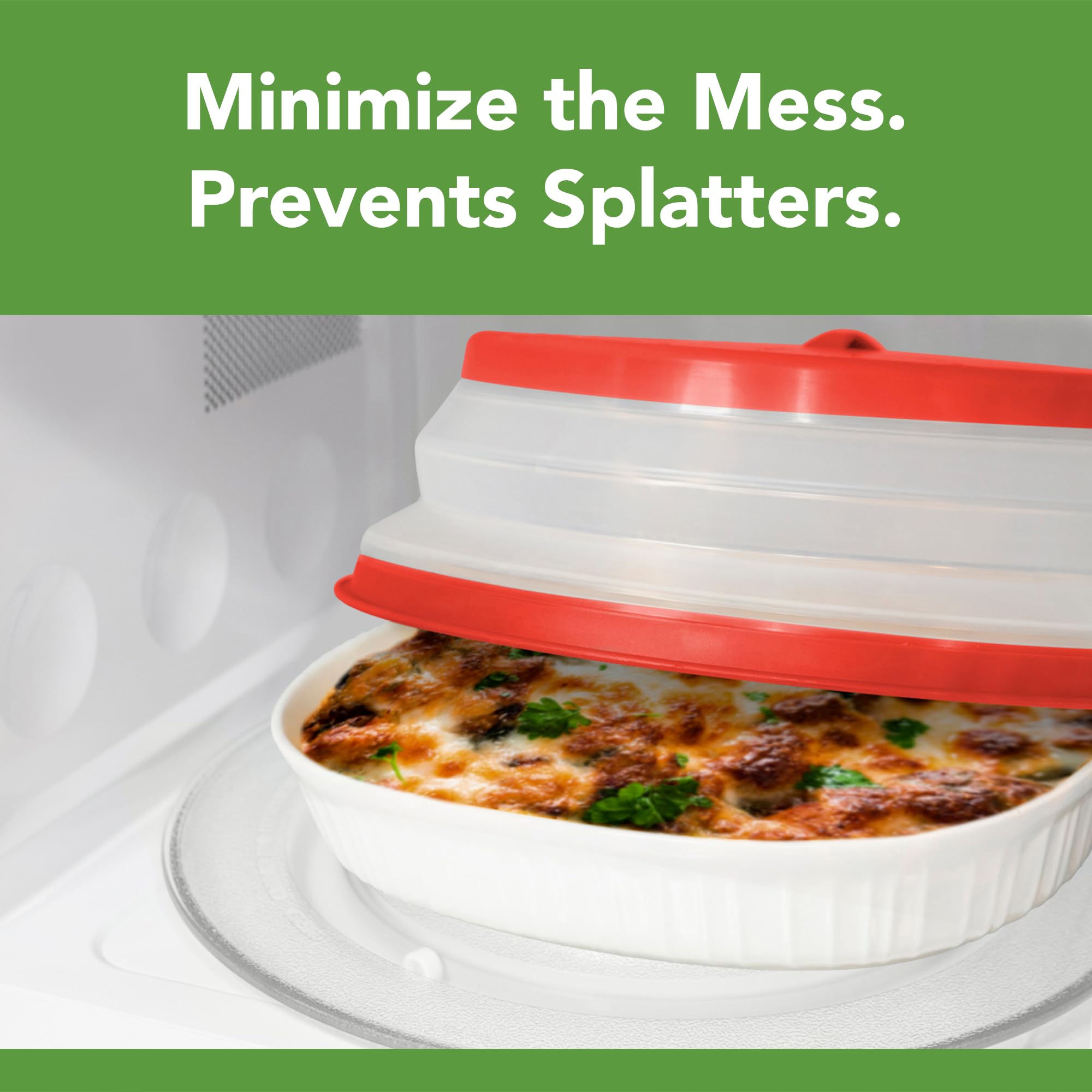 Tovolo Microwave Splatter Cover for Food, Medium (Charcoal) - Collapsible & Vented Silicone Splatter Guard Lid - Microwave Plate & Dish Cover with Handle - BPA-Free Kitchen Gadget for Meal Prep