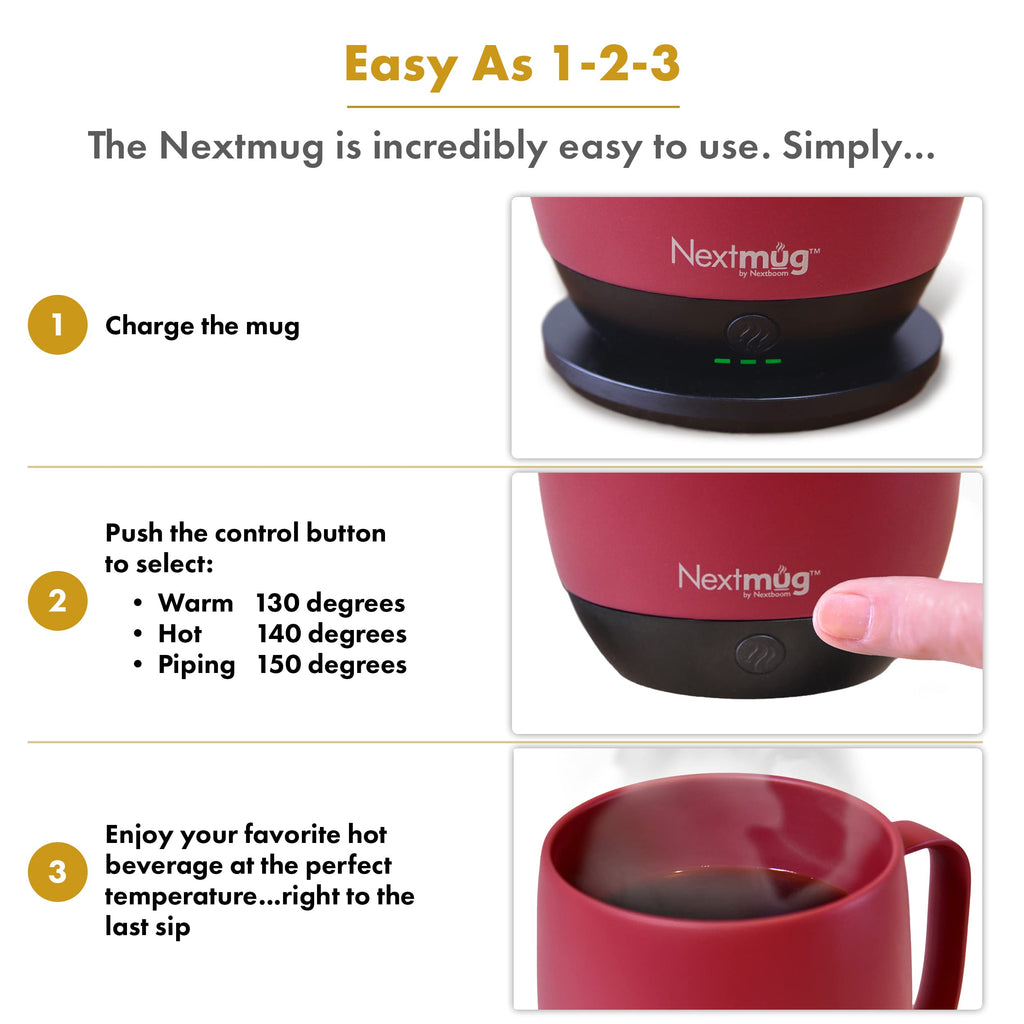 Nextmug - Temperature-Controlled, Self-Heating Coffee Mug (Slate Blue - 14 oz.)