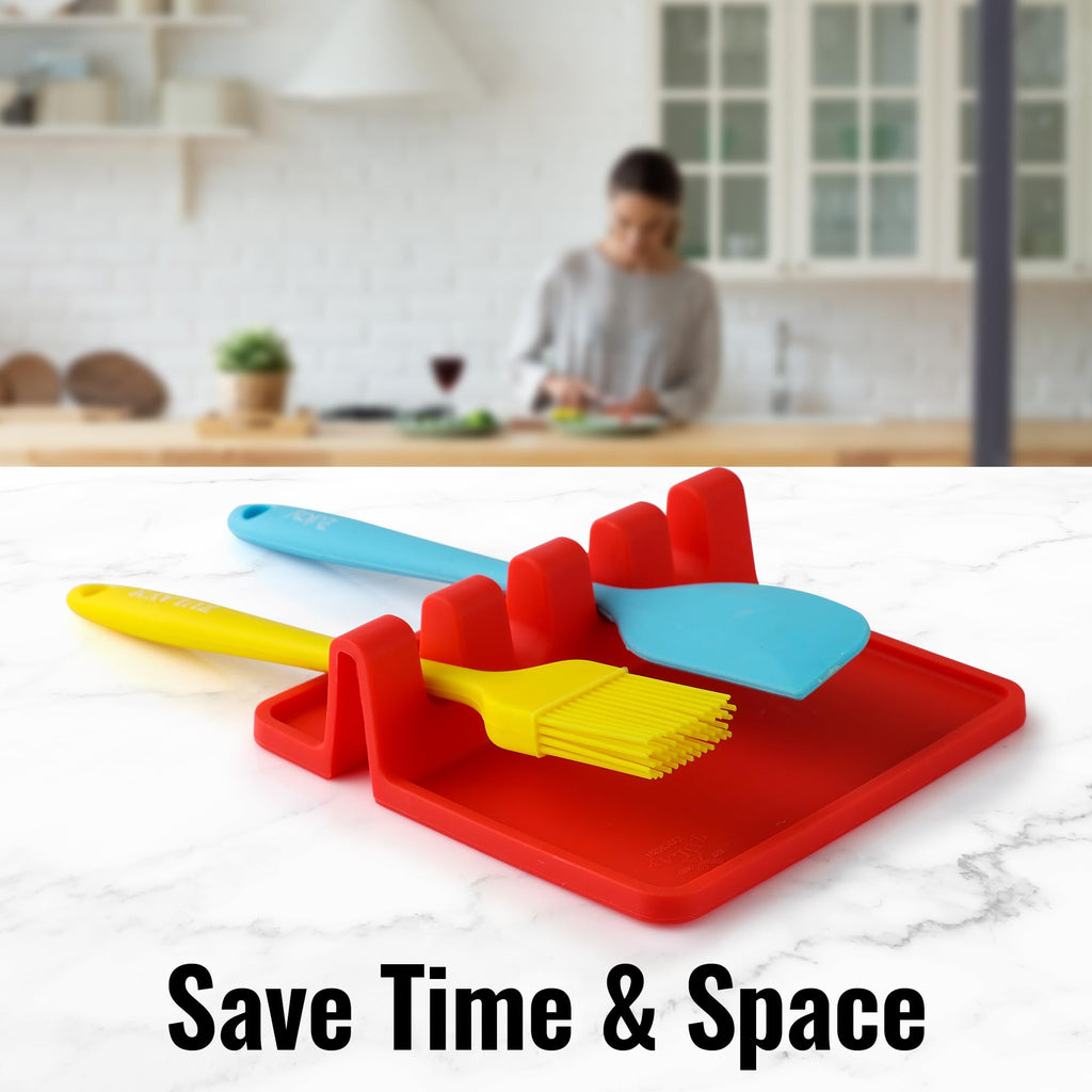 Zulay Kitchen Spoon Rest for Multiple Utensils High Heat-Resistant Silicone Drip Pad, BPA-Free Spoon Holder for Stove Top, Kitchen Gadget Holder for Ladles, Tongs, Cooking Spatula - Makes Great Gift