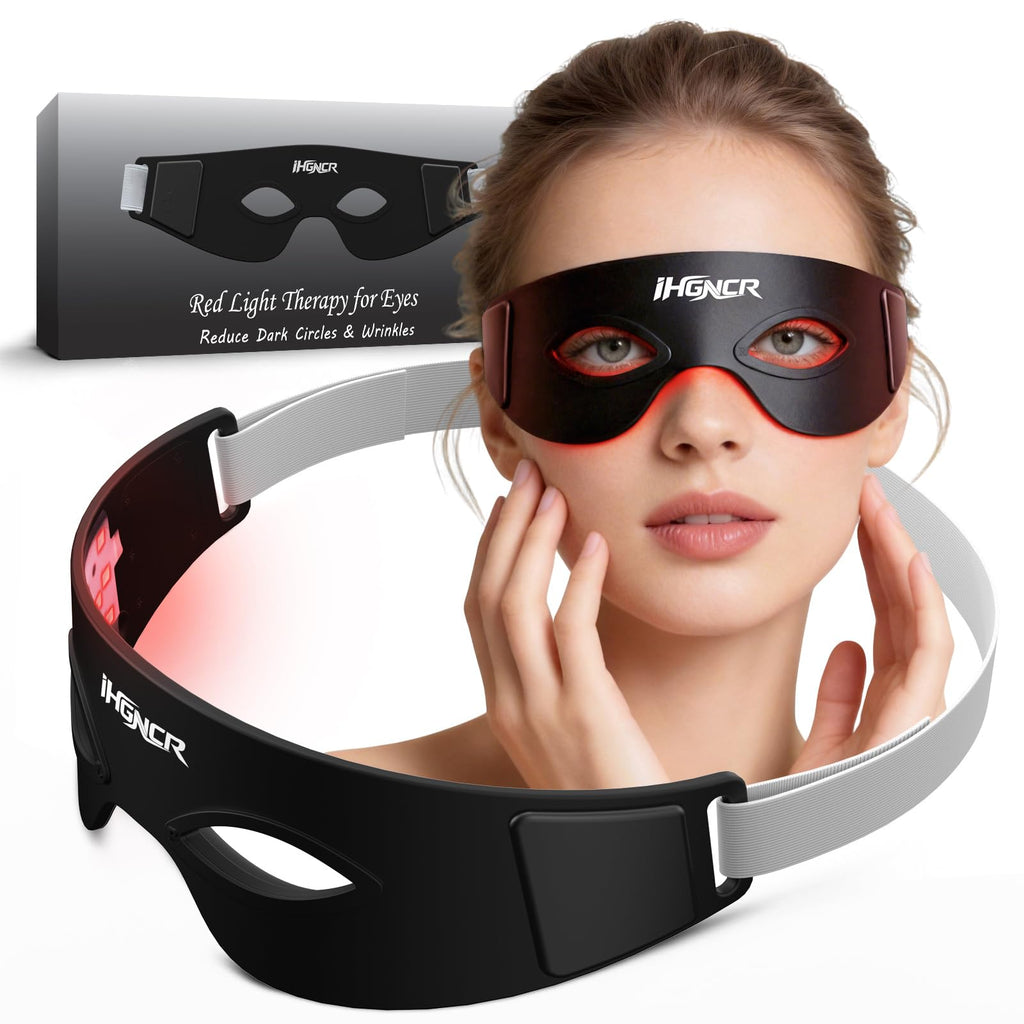 Red Light Therapy for Eyes – Red Light Therapy Glasses & Eye Pods for Eye Bags to Reduce Fine Lines, Dark Circles, and Puffiness for Men & Women – Black Middle
