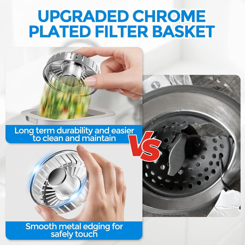 Sink Drain Strainer - Sink Stopper Kitchen Drain, 3 in 1 Kitchen Sink Drain Strainer with Anti-Clogging Basket, Kitchen Gadgets Clearance Sink Accessories, Fit US Standard 3-1/2'' Sink Hole, Silver