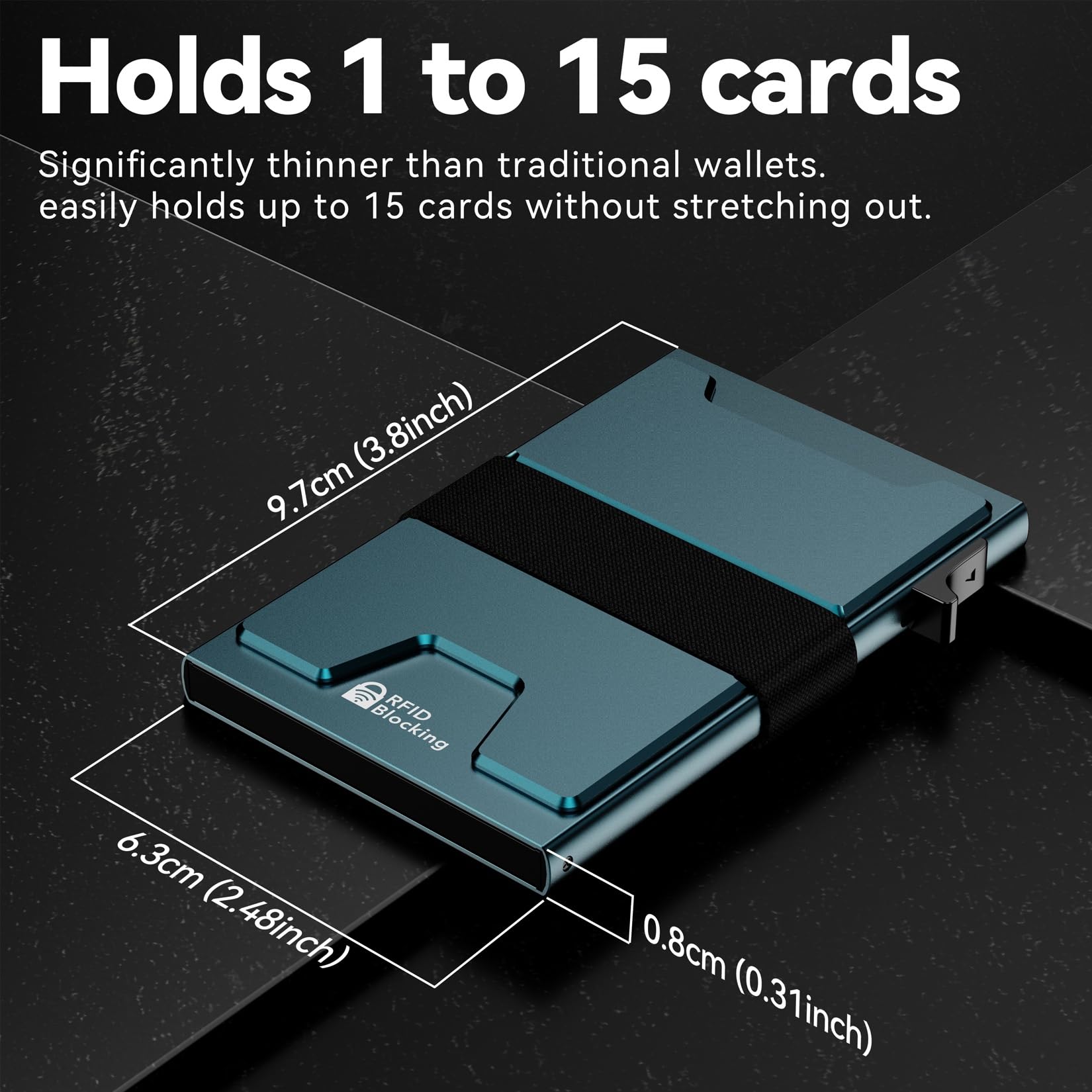 furid Smart Card Wallet for Men Slim: Minimalist Wallet For Men - RFID Blocking Pop Up Front Pocket Wallet, Metal Wallet 11 Card Holder