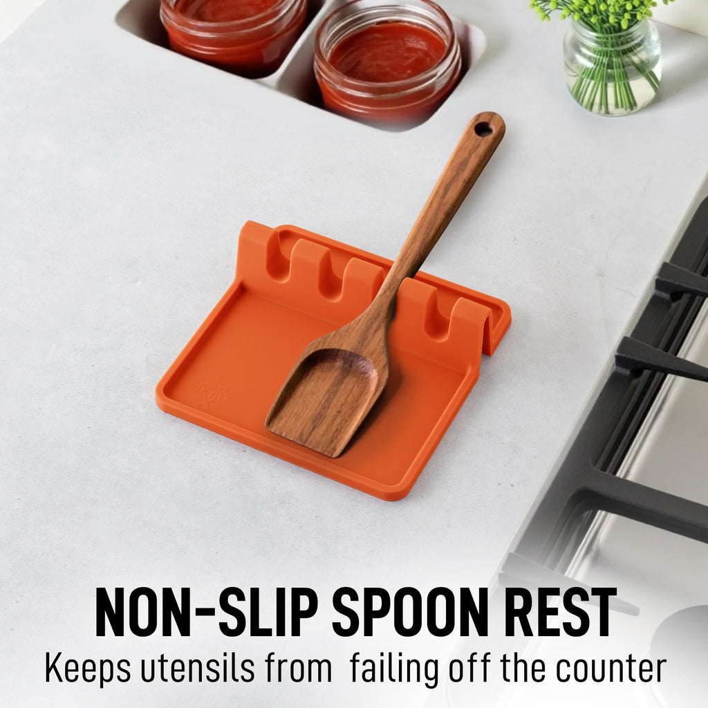 Zulay Kitchen Spoon Rest for Multiple Utensils High Heat-Resistant Silicone Drip Pad, BPA-Free Spoon Holder for Stove Top, Kitchen Gadget Holder for Ladles, Tongs, Cooking Spatula - Makes Great Gift