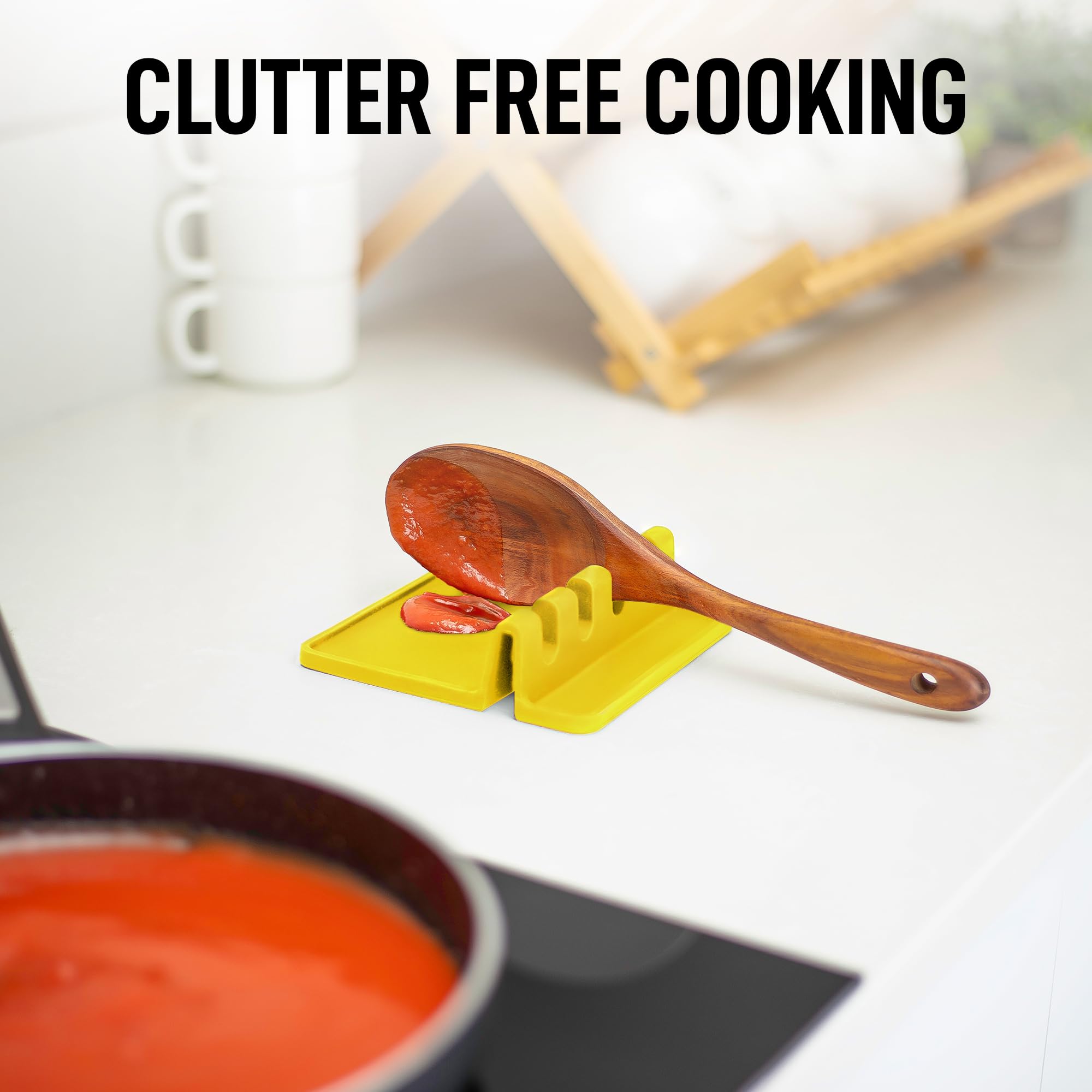 Zulay Kitchen Spoon Rest for Multiple Utensils High Heat-Resistant Silicone Drip Pad, BPA-Free Spoon Holder for Stove Top, Kitchen Gadget Holder for Ladles, Tongs, Cooking Spatula - Makes Great Gift