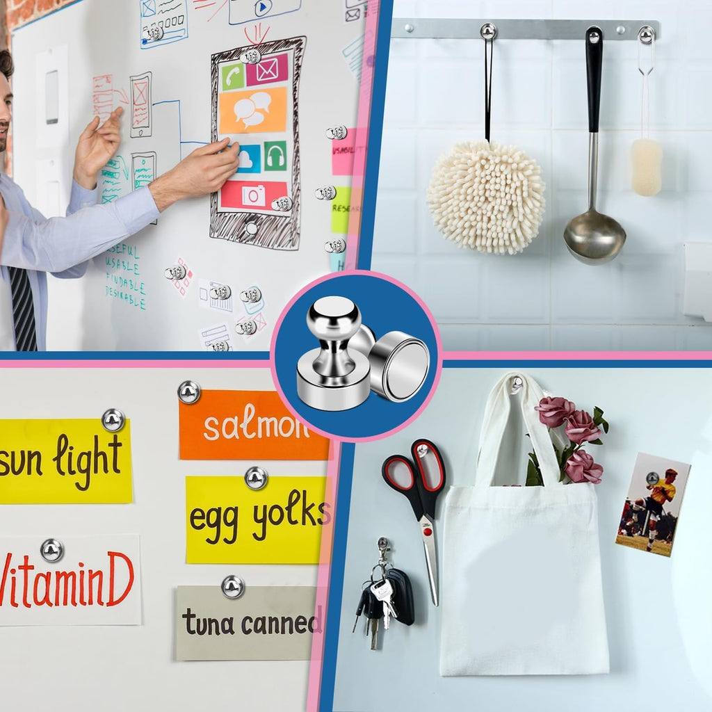 LOVIMAG Fridge Magnets 12Pcs Refrigerator Whiteboard Small Strong Magnet Classroom Kitchen Accessories Decorative Locker Set Decor Must Haves Office Calendar Refrigerador Magnetic Cute Crafts Black