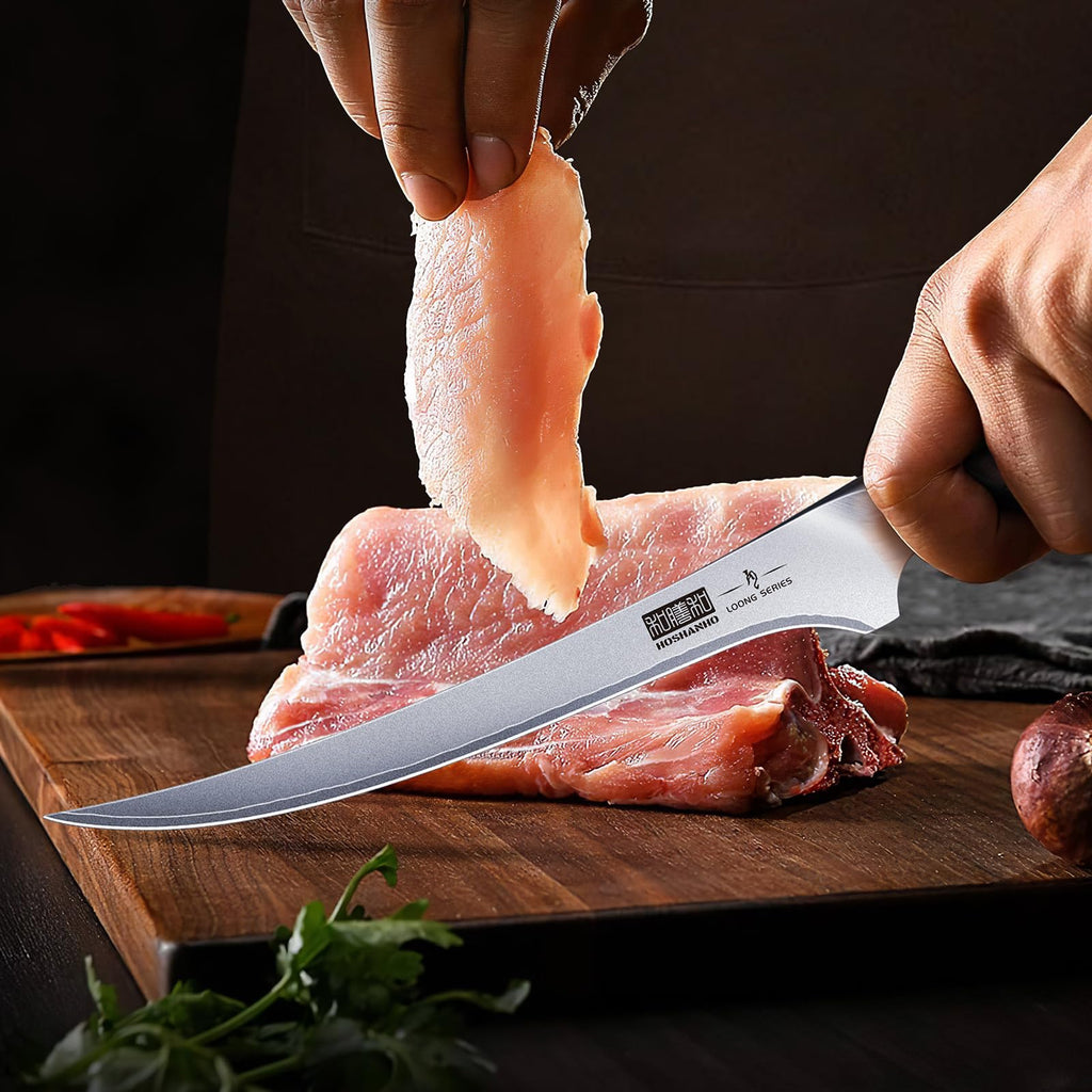 HOSHANHO Fillet Knife 7 Inch, Super Sharp Boning Knife in High Carbon Stainless Steel, Professional Japanese Fish Knives for Meat Poultry Cutting
