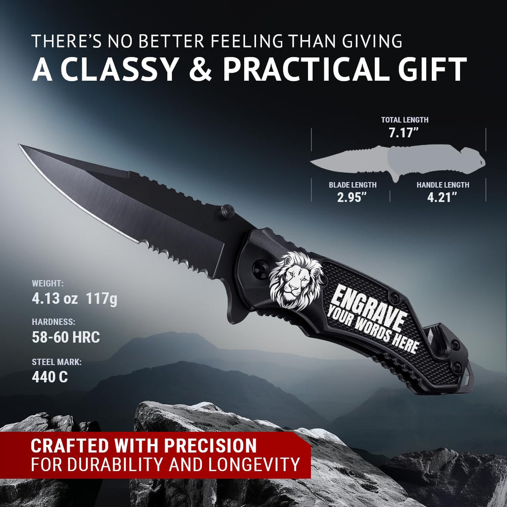 GOOD WORKER Legal Pocket Knife with 2.95” Serrated Blade, Glass Breaker, Seat Belt Cutter - EDC Sharp Folding Knives with Portable Clip - Small Tool for Tactical Camping Survival Hiking - Gifts for Men, Women