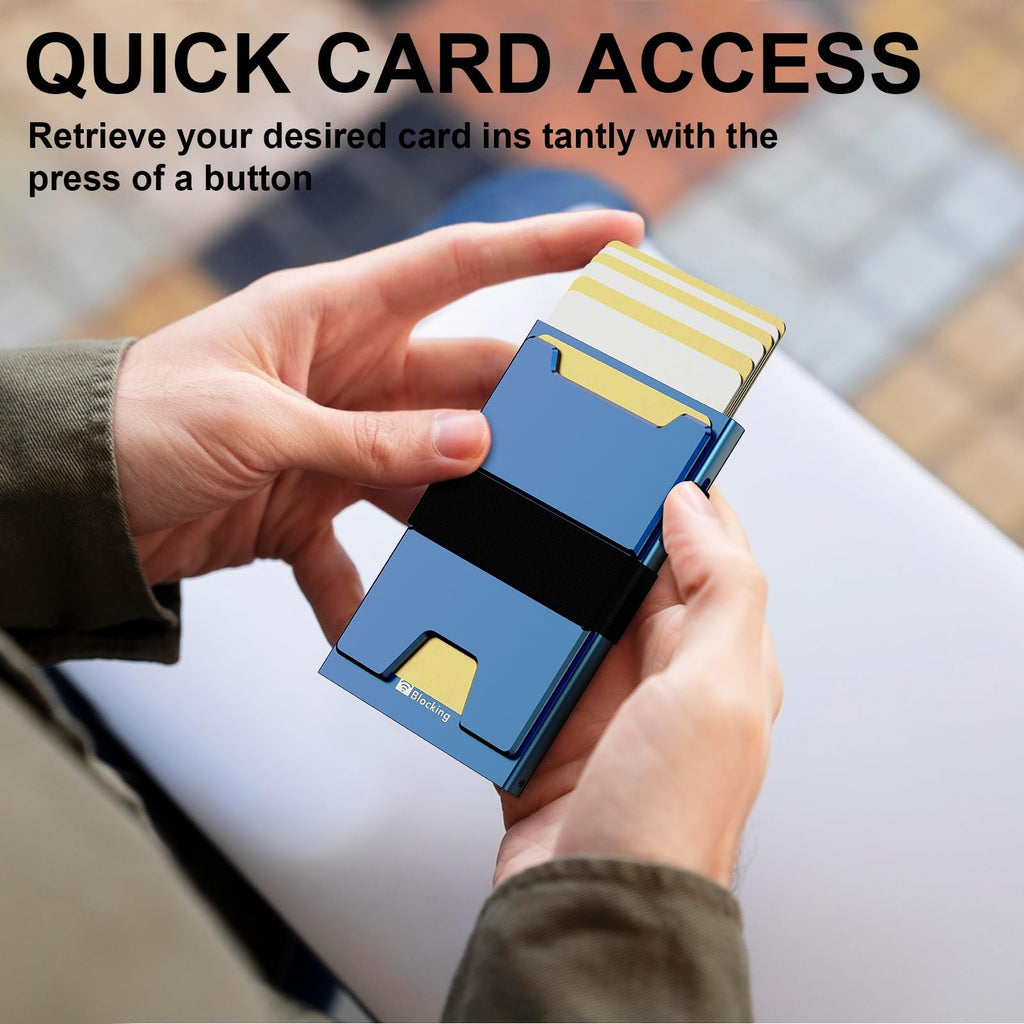 furid Smart Card Wallet for Men Slim: Minimalist Wallet For Men - RFID Blocking Pop Up Front Pocket Wallet, Metal Wallet 11 Card Holder