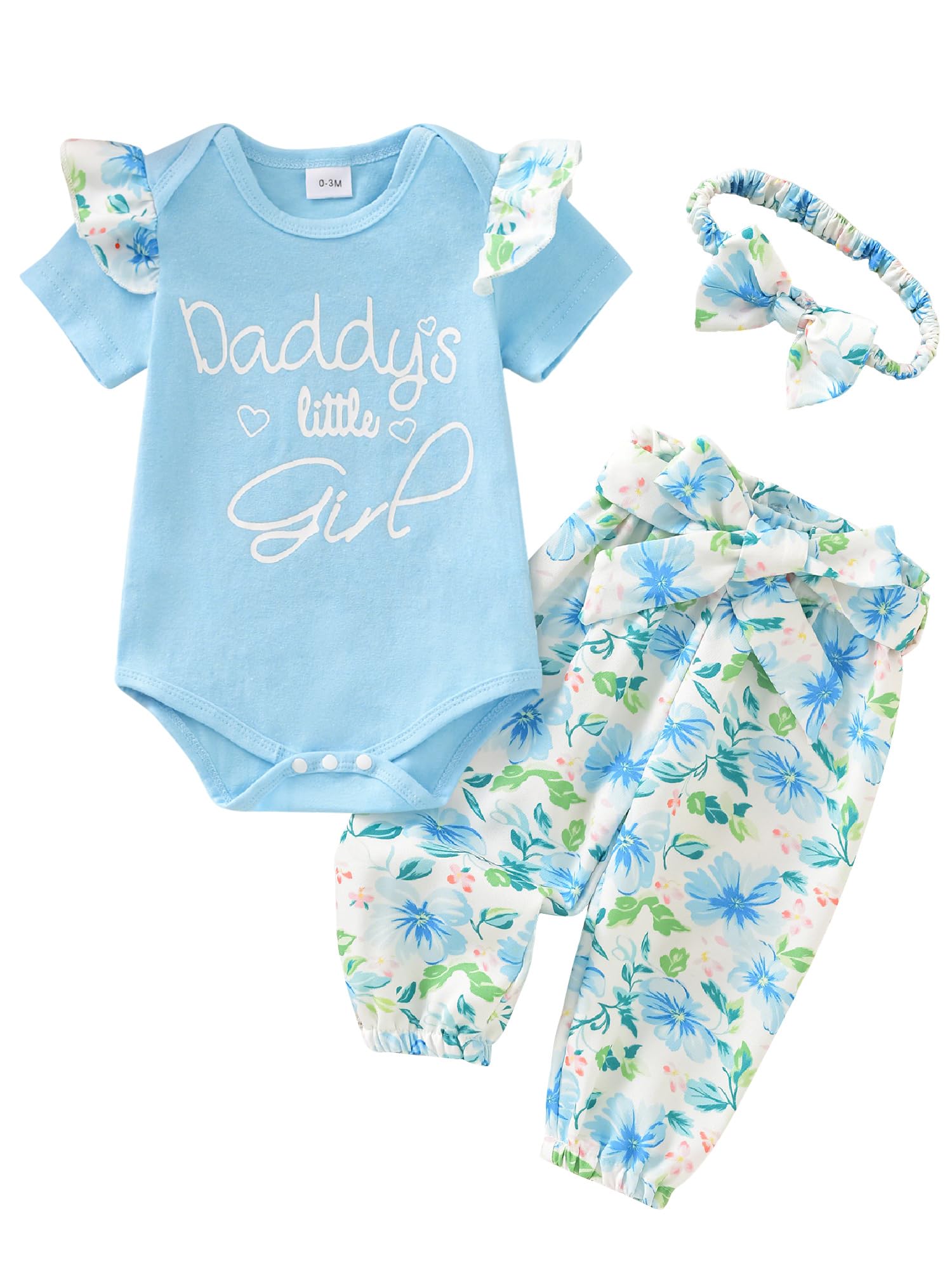 AMAWMW Baby Girl Clothes Set Daddys Little Girl Ruffle Romper Top Camouflage Pants Newborn Infant Baby Girl Outfit