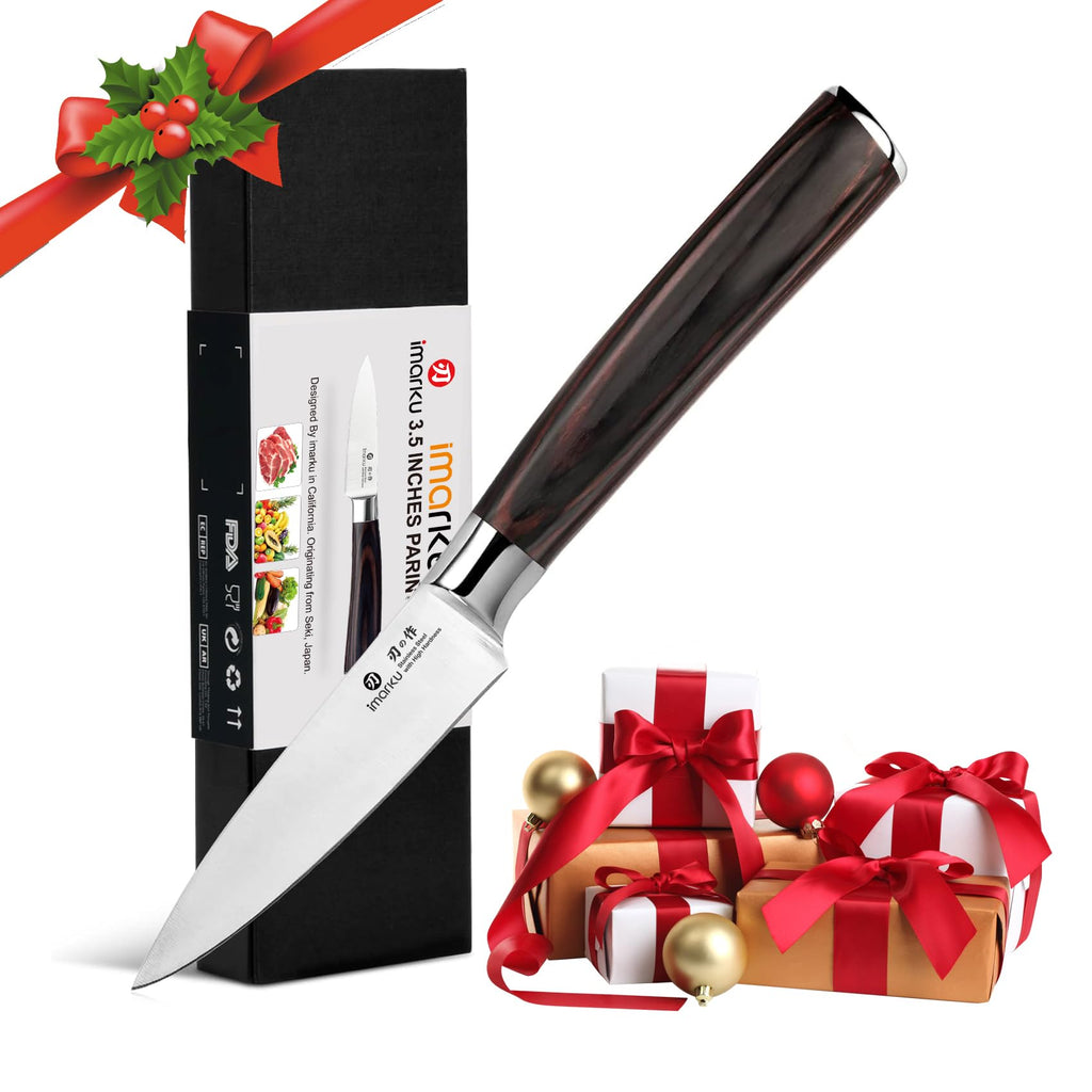 imarku 14-Piece Knife Set, Japanese Stainless Steel Knives Set for Kitchen, Full-Tang Gyutou Knife Sets with Block and Build-in Sharpener, Brown, Dishwasher Safe, House Warming Gifts for Mom