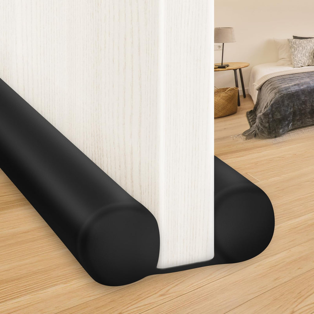 MAXTID Large Door Draft Stopper for Bottom of Doors 36” Under Door Sweep Noise Blocker Black Gap Stoppers Adjustable Doors Seal Sweep Guard Draft, Window Breeze Stoppers, Home Essentials Gadgets