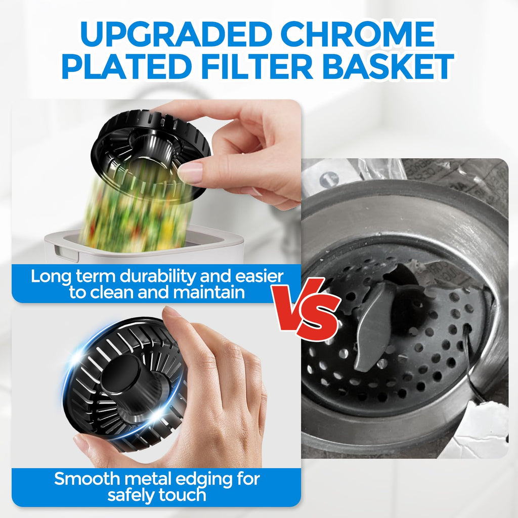 Sink Drain Strainer - Sink Stopper Kitchen Drain, 3 in 1 Kitchen Sink Drain Strainer with Anti-Clogging Basket, Kitchen Gadgets Clearance Sink Accessories, Fit US Standard 3-1/2'' Sink Hole, Silver