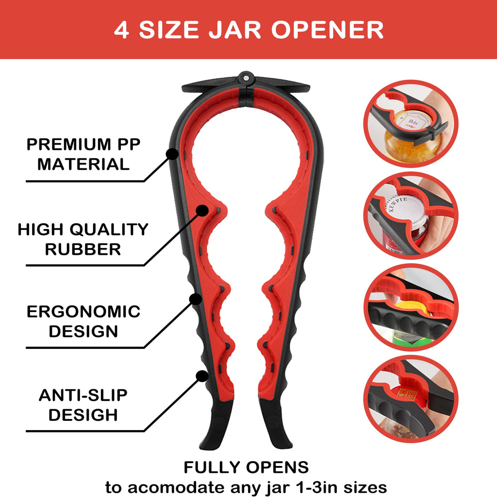 Jar Opener for Weak Hands, Seniors with Arthritis, 5 in 1 Multi Function Bottle Opener Lid Opener For Arthritic Hands with Non Slip Rubber Jar opener Gripper Pad(blue)