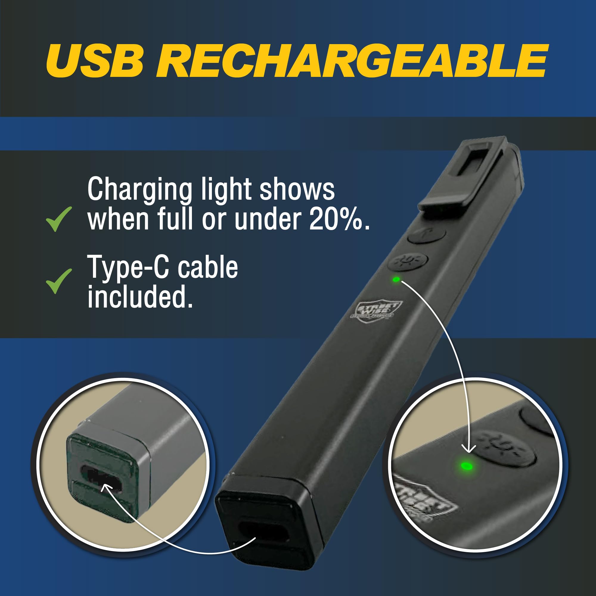 Streetwise Pain Pen 25,000,000 Volts Stun Gun for Self Protection - Tactical Stun Pen for Women and Men, USB Rechargeable, Battery Indicator, Durable Clip, Compact and Concealable for Protection