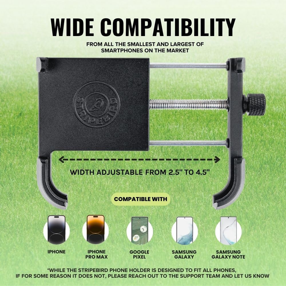 Stripebird - Magnetic Golf Cart Phone Holder - US Patented, Neodymium N52 Magnets - Golf Cart Phone Mount for iPhone & Samsung - Slim Golf Caddy Accessories for Men & Women