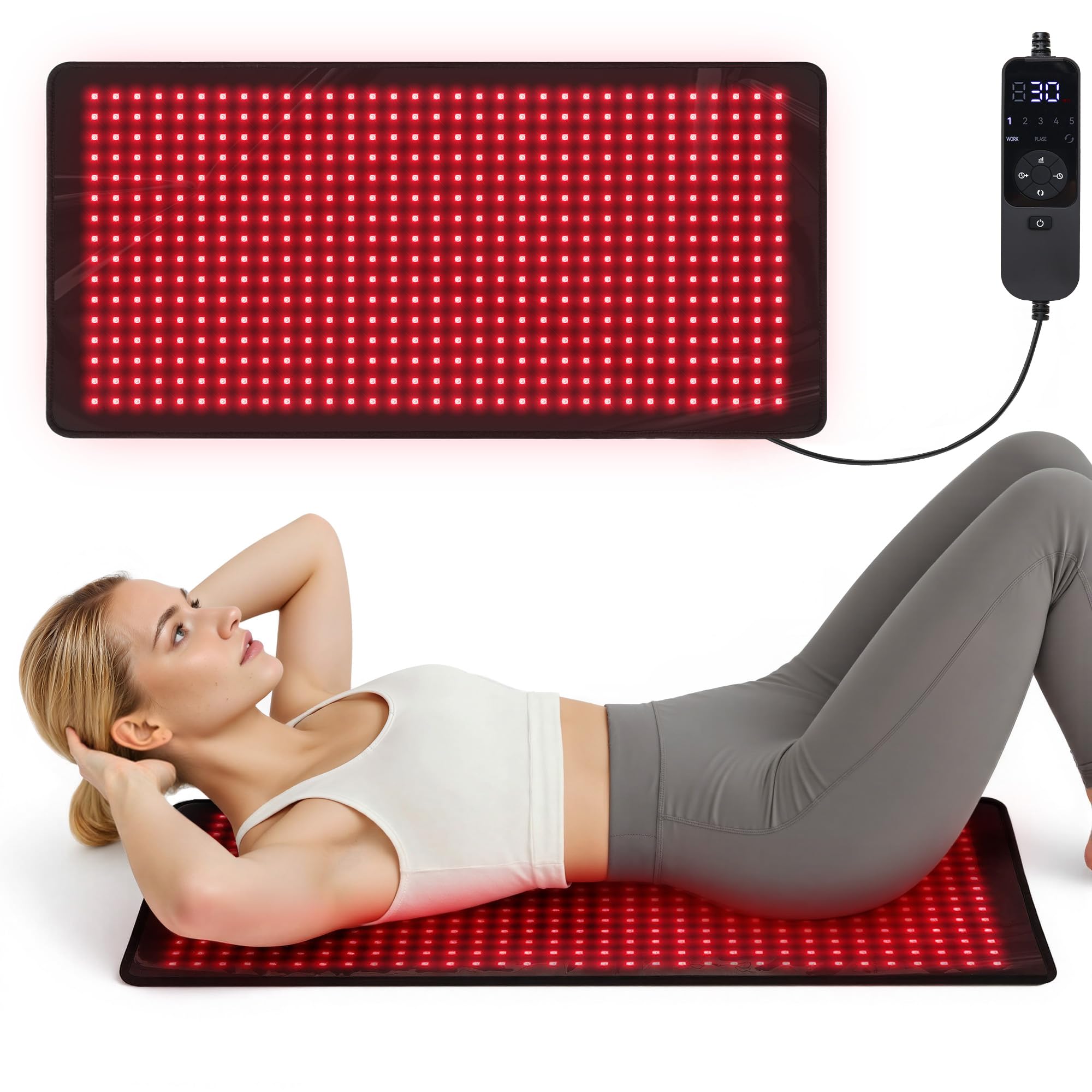 26" x 13" Red Light Therapy for Body - 660nm Red & 850nm Near Infrared NIR, Tri-Chip 1089 LEDs Therapy Mat