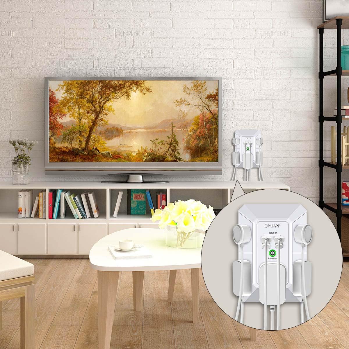 Wall Charger, Surge Protector, QINLIANF 5 Outlet Extender with 4 USB Charging Ports, 3-Sided 1680J Power Strip Multi Plug Adapter Spaced for Home Travel Office
