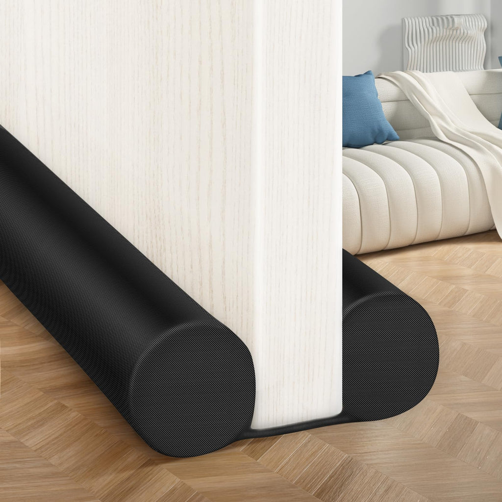 MAXTID Large Door Draft Stopper for Bottom of Doors 36” Under Door Sweep Noise Blocker Black Gap Stoppers Adjustable Doors Seal Sweep Guard Draft, Window Breeze Stoppers, Home Essentials Gadgets