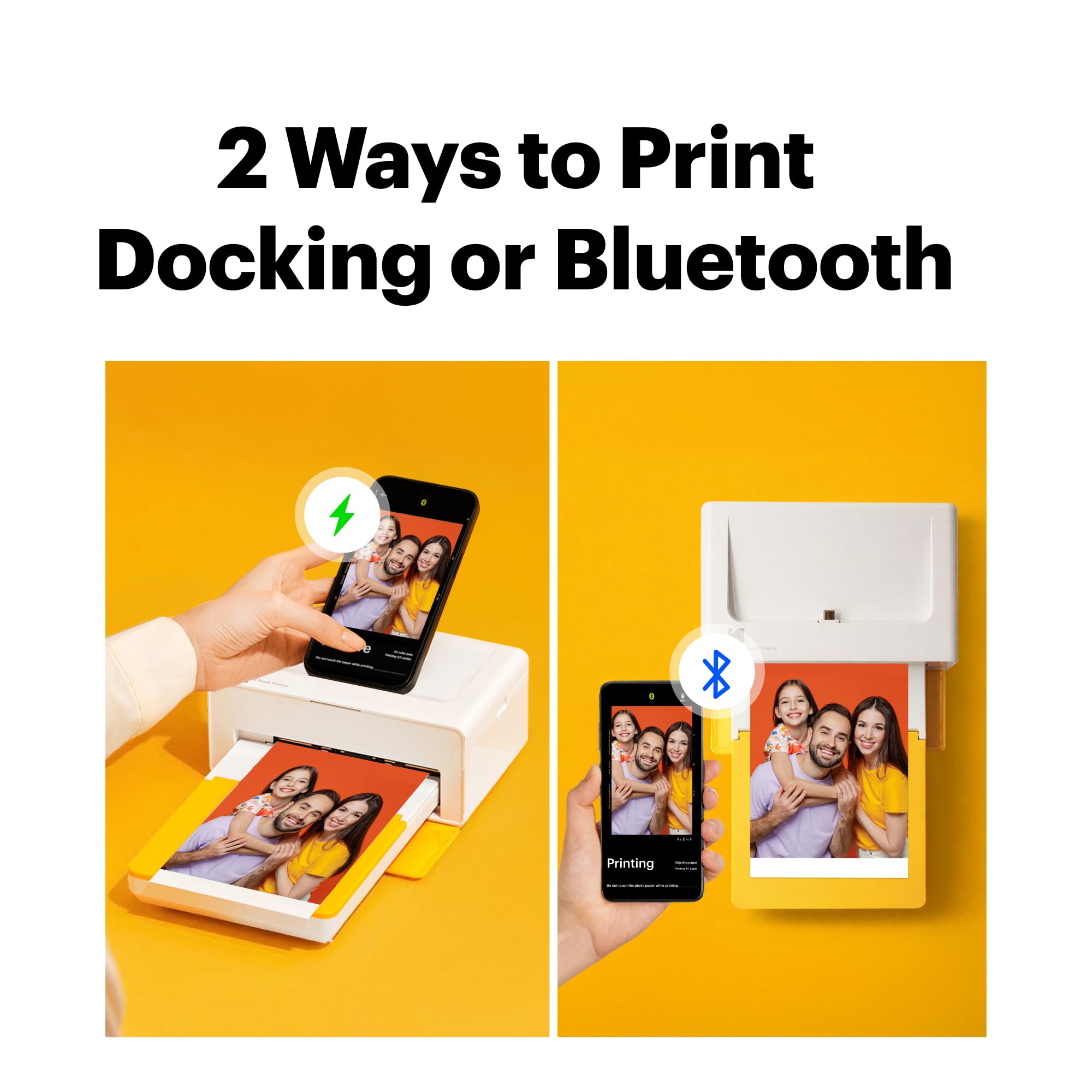KODAK Dock Plus 4x6'' Photo Printer, 50 Sheets, Docking & Bluetooth Smartphone Printer for iPhone & Android, Instant Color Prints, 4PASS Dye Sublimation