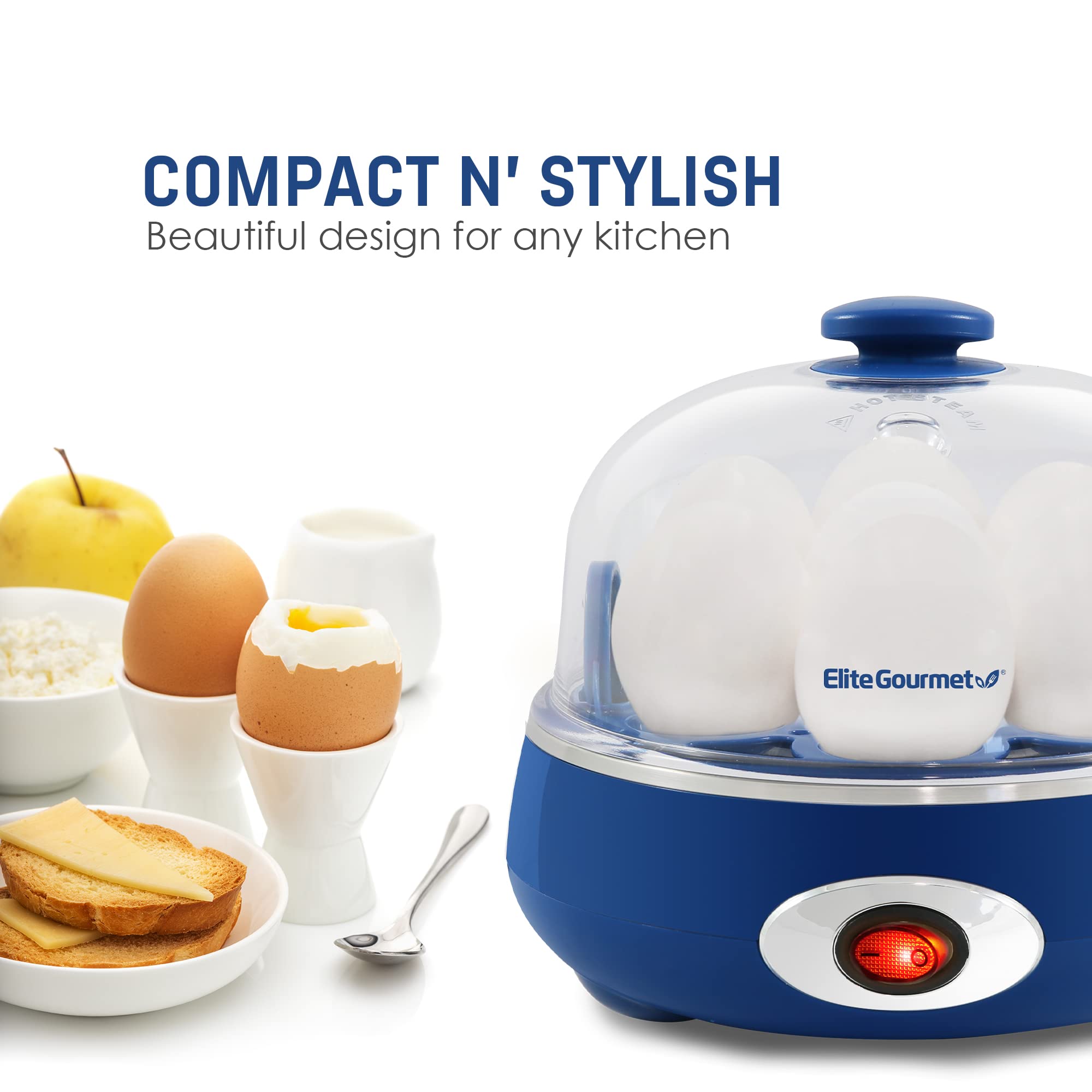 Elite Gourmet EGC115M Easy Egg Cooker Electric 7-Egg Capacity, Soft, Medium, Hard-Boiled Egg Cooker with Auto Shut-Off, Measuring Cup Included, BPA Free, Retro Mint