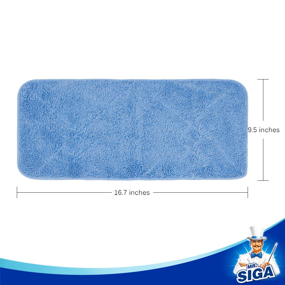 MR.SIGA Professional Microfiber Mop for Hardwood, Laminate, Tile Floor Cleaning, Stainless Steel Telescopic Handle - 3 Reusable Flat Mop Refills and 1 Dirt Removal Scrubber Included