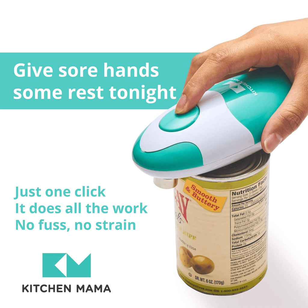 Kitchen Mama Auto Electric Can Opener: Open Your Cans with A Simple Press of Button - Automatic, Hands Free, Smooth Edge, Battery Operated, YES YOU CAN (Red)
