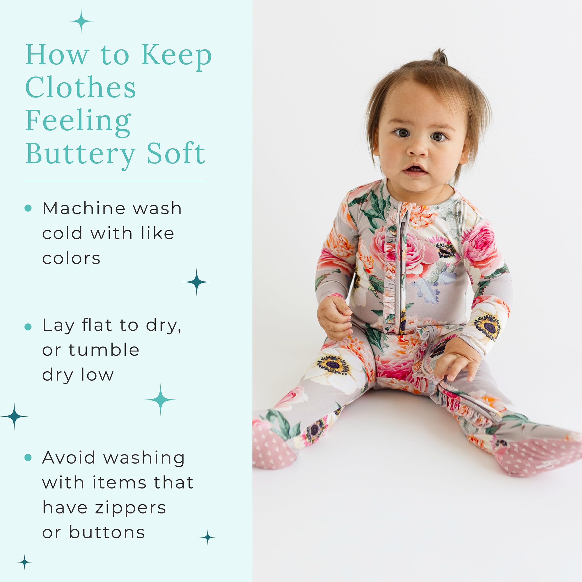 Posh Peanut Footie Pajamas for Baby Girls – Sleepers in Ultra-Soft Viscose from Bamboo with 2-Way Zipper & Ruffle Trim