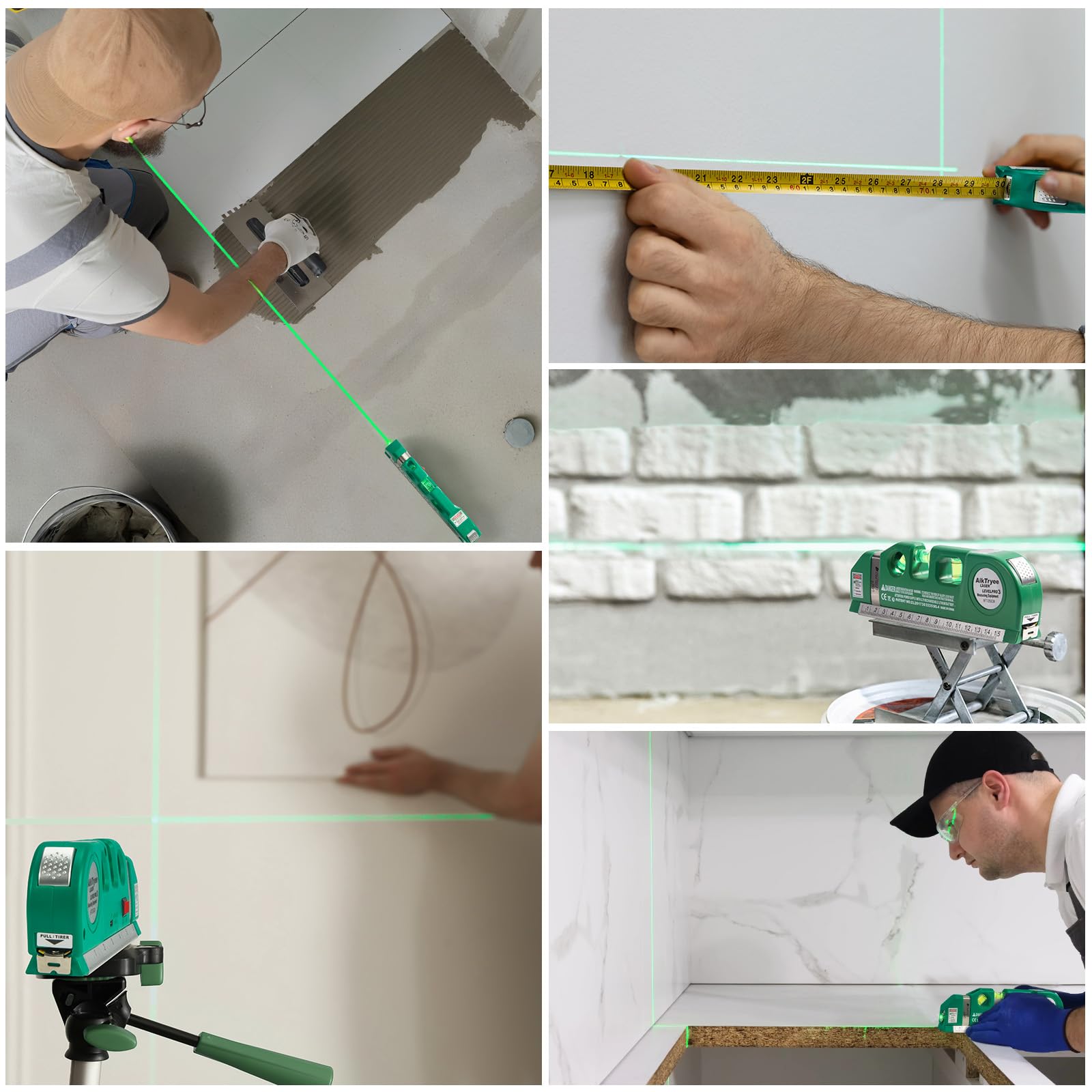 Laser Level Line Tool, Multipurpose Laser Level Kit Standard Cross Line Laser leveler Beam Tool with Metric Rulers 8ft/2.5M for Picture Hanging cabinets Tile Walls by AikTryee.