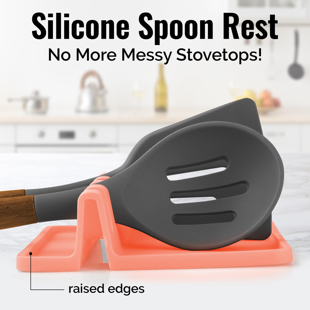 Zulay Kitchen Spoon Rest for Multiple Utensils High Heat-Resistant Silicone Drip Pad, BPA-Free Spoon Holder for Stove Top, Kitchen Gadget Holder for Ladles, Tongs, Cooking Spatula - Makes Great Gift