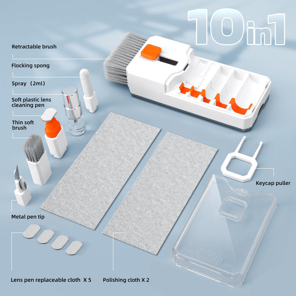 Keyboard Cleaning Kit Laptop Cleaner, All-in-1 Computer Screen Cleaning Brush Tool, Multi-Function PC Accessories Electronic Cleaner Kit Spray for iPhone iPad Macbook Earbud Camera Monitor with Patent