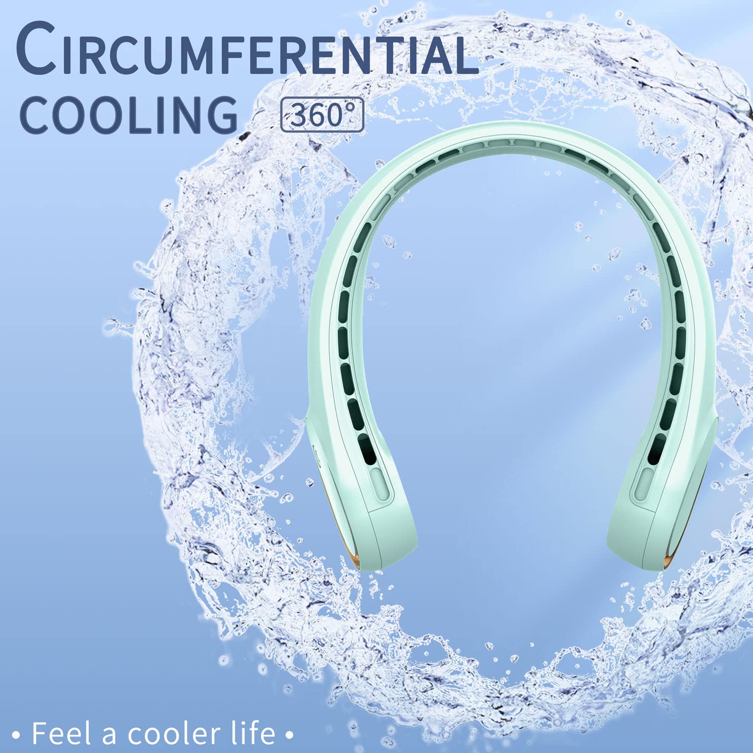 FrSara Neck Fan, Portable Personal Fan Strong Wind, 4000mAh, Air Volume,360° Cooling, No Hair Twisting, Air Volume On 2 Sides, Non-Slip, Quick Charge, Long Use Time, Birthday Gift for Women, Dad, Men