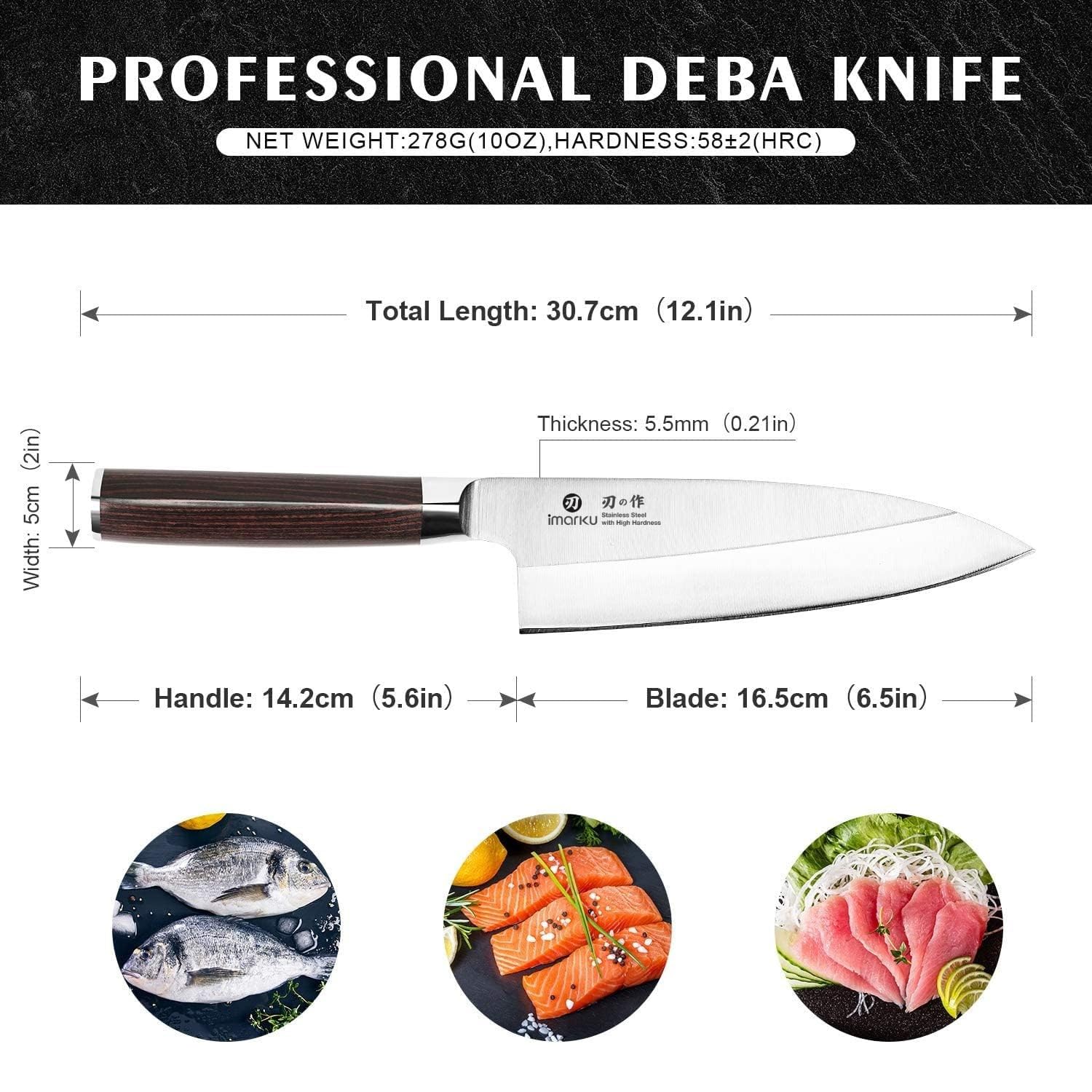 imarku 14-Piece Knife Set, Japanese Stainless Steel Knives Set for Kitchen, Full-Tang Gyutou Knife Sets with Block and Build-in Sharpener, Brown, Dishwasher Safe, House Warming Gifts for Mom