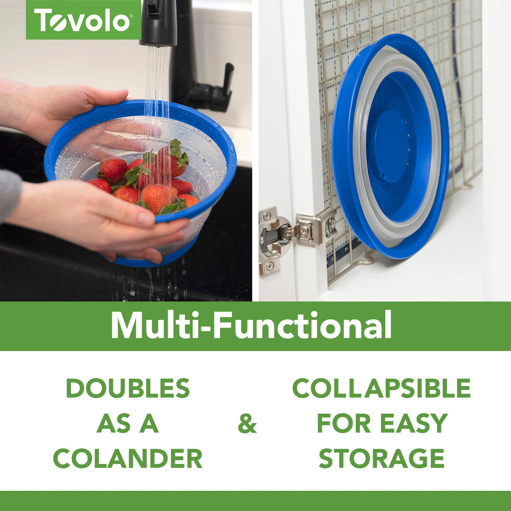 Tovolo Microwave Splatter Cover for Food, Medium (Charcoal) - Collapsible & Vented Silicone Splatter Guard Lid - Microwave Plate & Dish Cover with Handle - BPA-Free Kitchen Gadget for Meal Prep