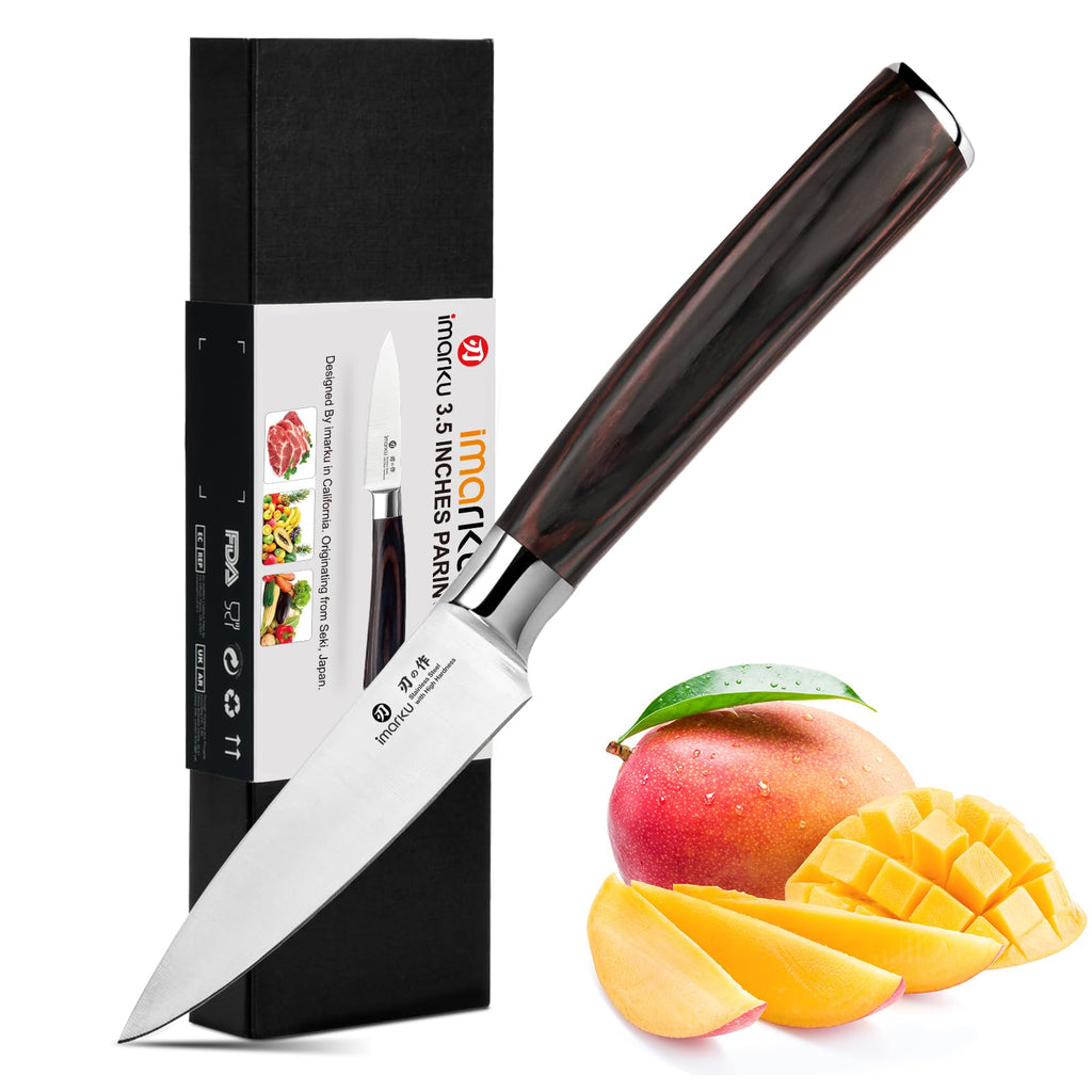 imarku 14-Piece Knife Set, Japanese Stainless Steel Knives Set for Kitchen, Full-Tang Gyutou Knife Sets with Block and Build-in Sharpener, Brown, Dishwasher Safe, House Warming Gifts for Mom