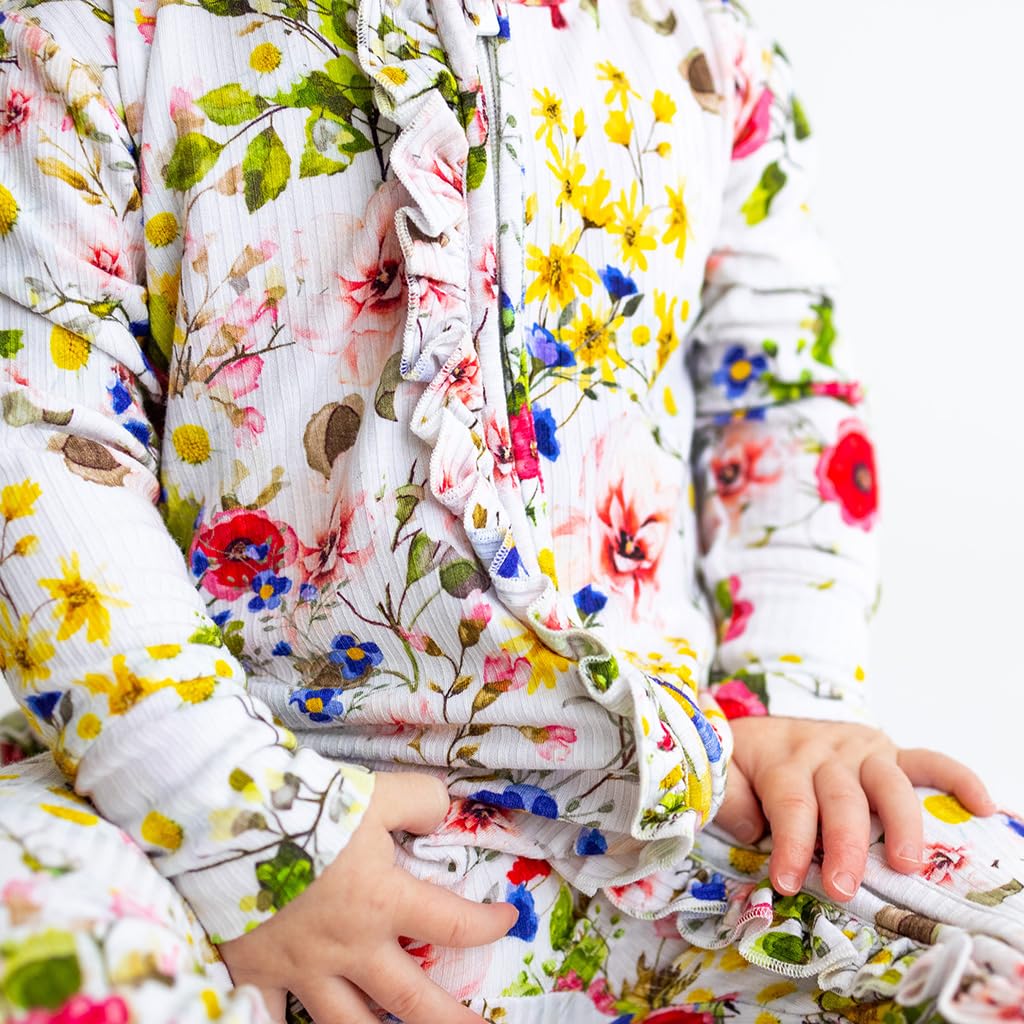Posh Peanut Footie Pajamas for Baby Girls – Sleepers in Ultra-Soft Viscose from Bamboo with 2-Way Zipper & Ruffle Trim