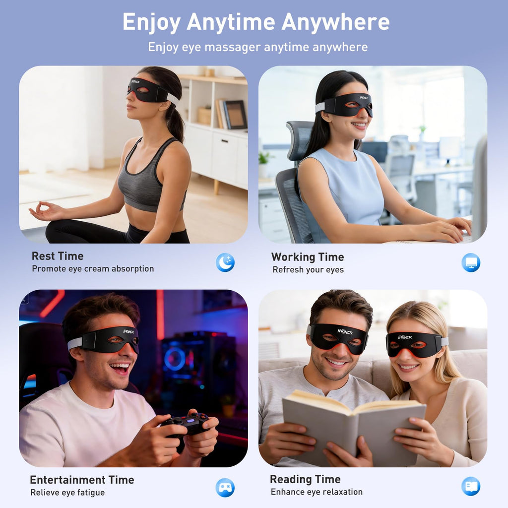 Red Light Therapy for Eyes – Red Light Therapy Glasses & Eye Pods for Eye Bags to Reduce Fine Lines, Dark Circles, and Puffiness for Men & Women – Black Middle